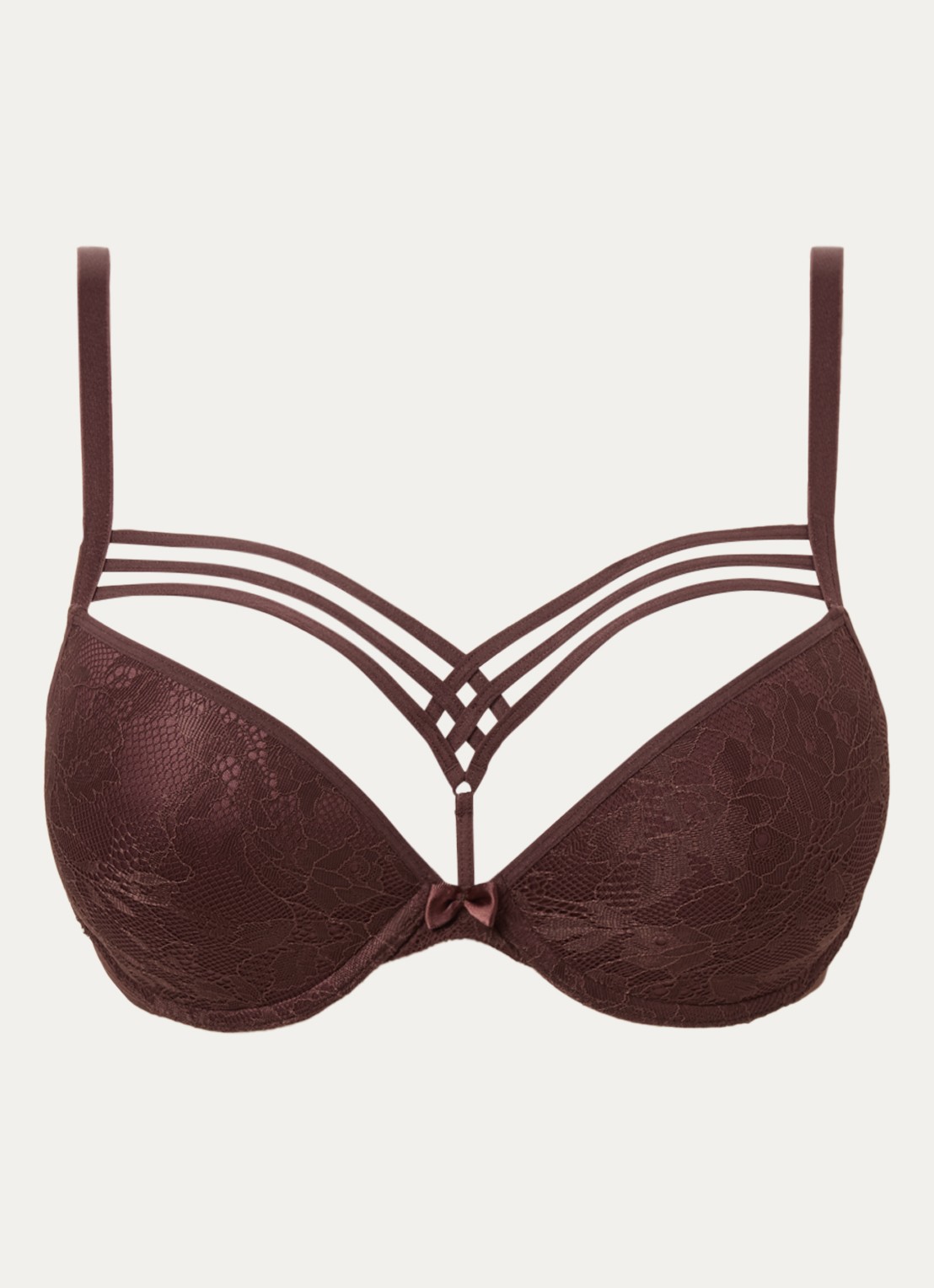 Marlies Dekkers Dame De Paris push-up balconette bh van kant - voorkant donkerbruin