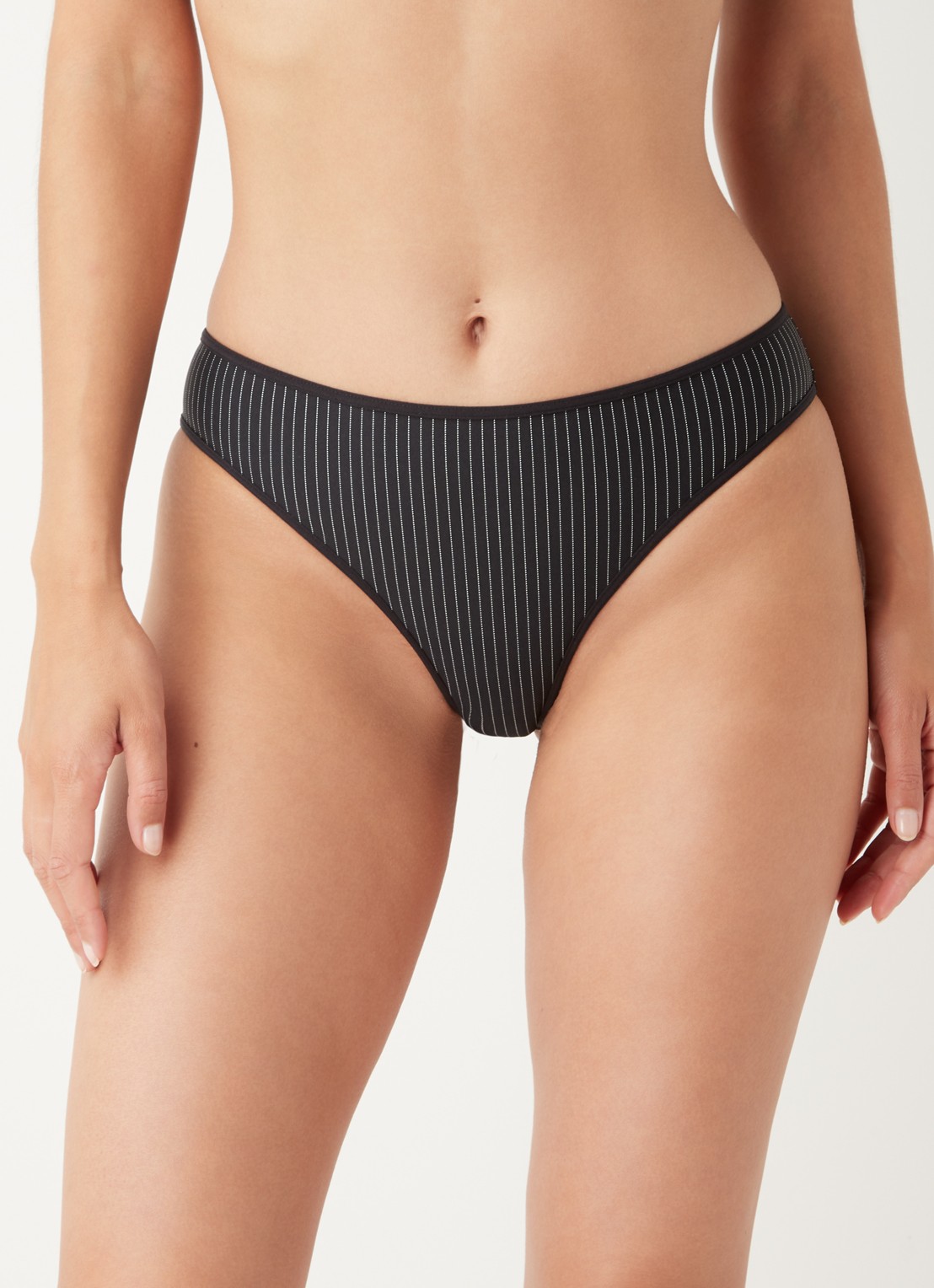 Marlies Dekkers Gloria tanga met streepprint - detail zwart