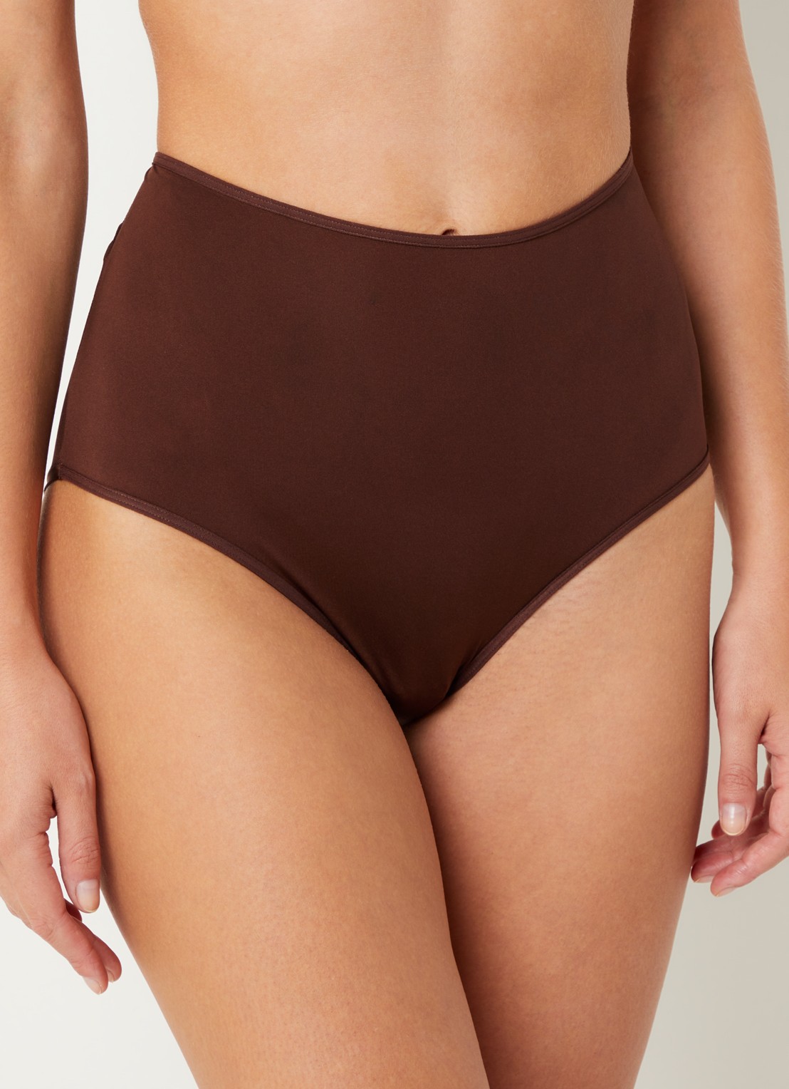Marlies Dekkers High waisted slip met overlay van kant - voorkant 5 bruin