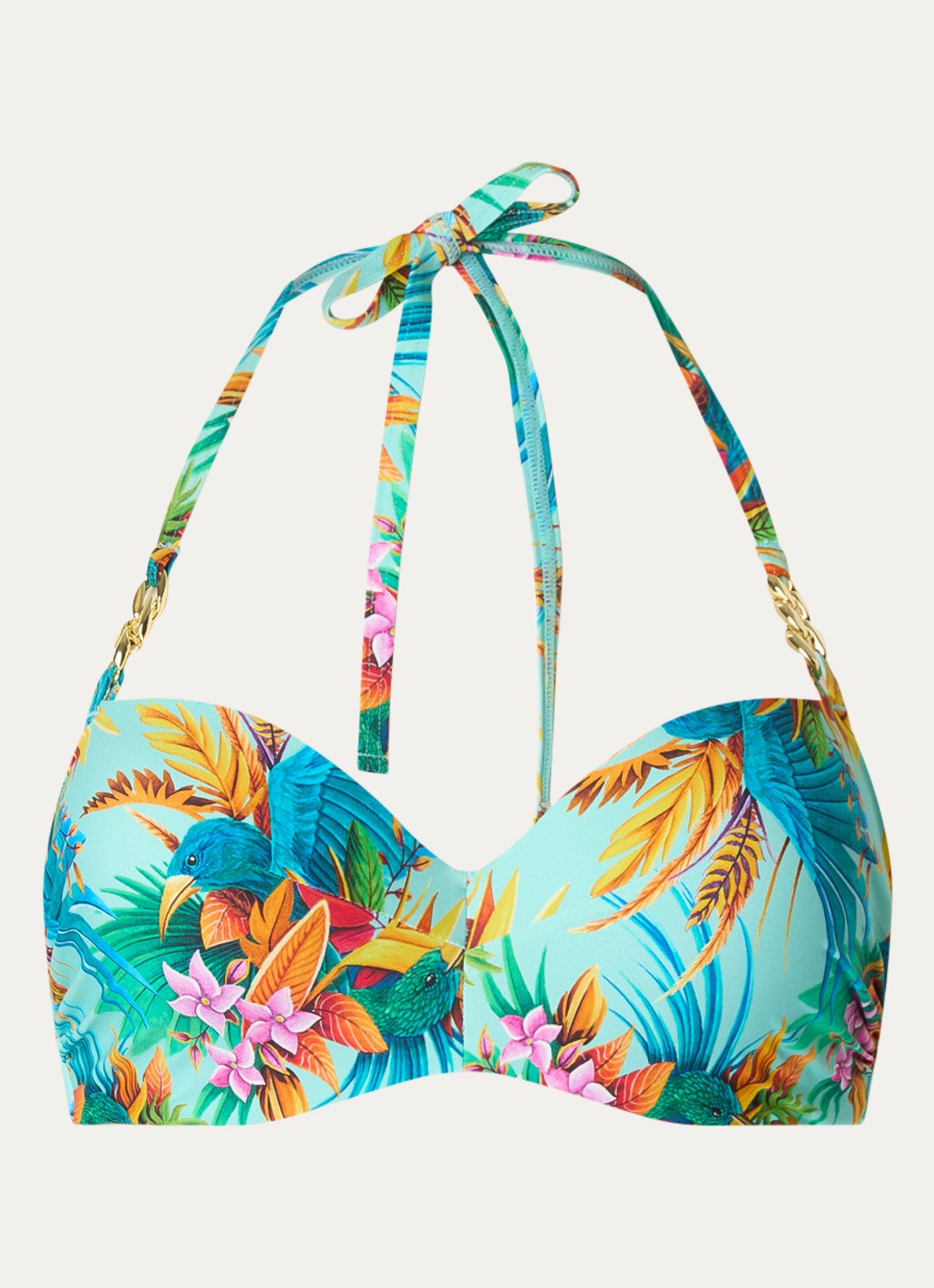 Marlies Dekkers Hula Haka voorgevormde balconette bikinitop met bloemenprint - voorkant 4 aquablauw