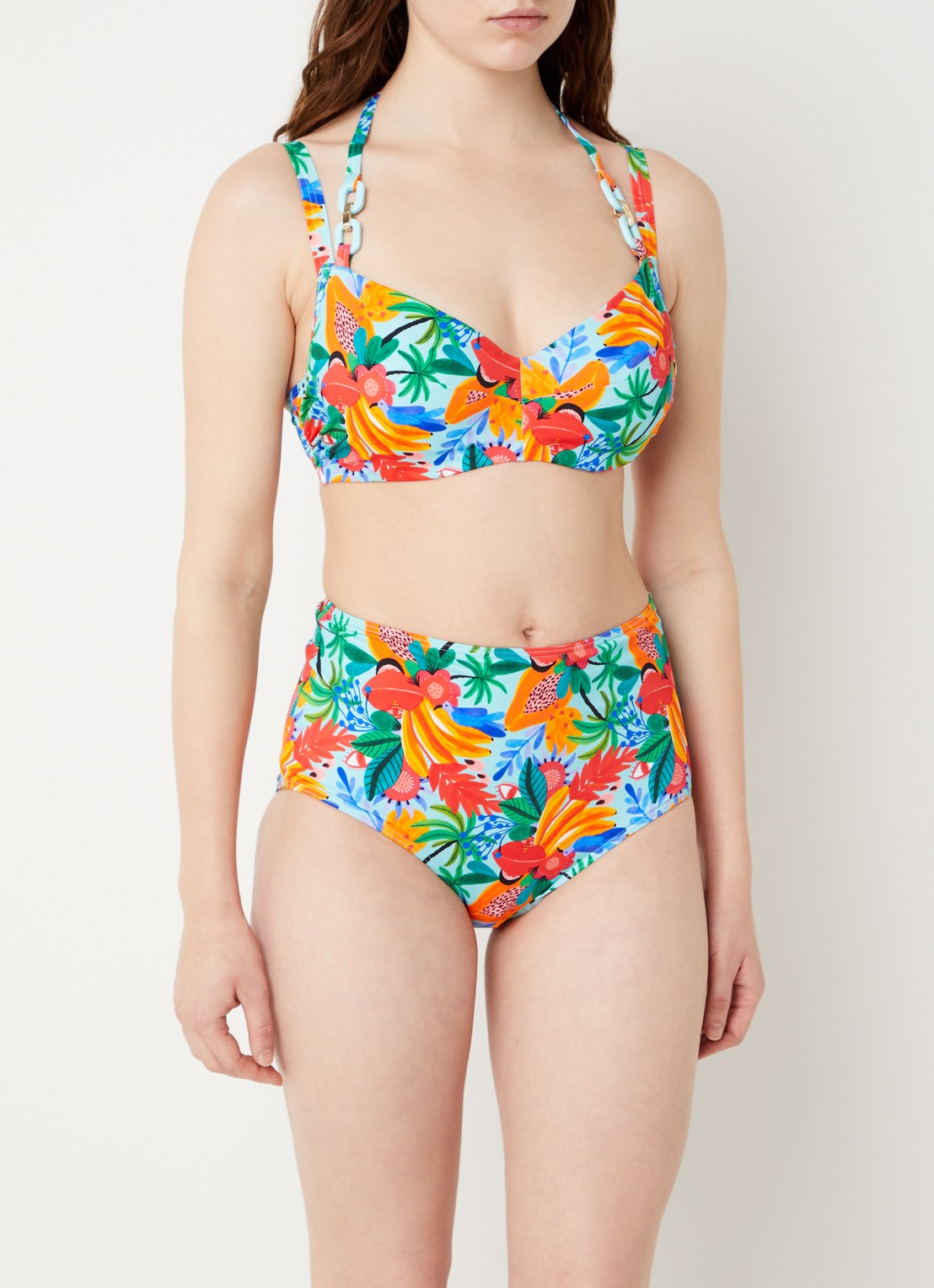 Marlies Dekkers Paradisa halter bikinitop met kralendecoratie - detail 4 lichtblauw