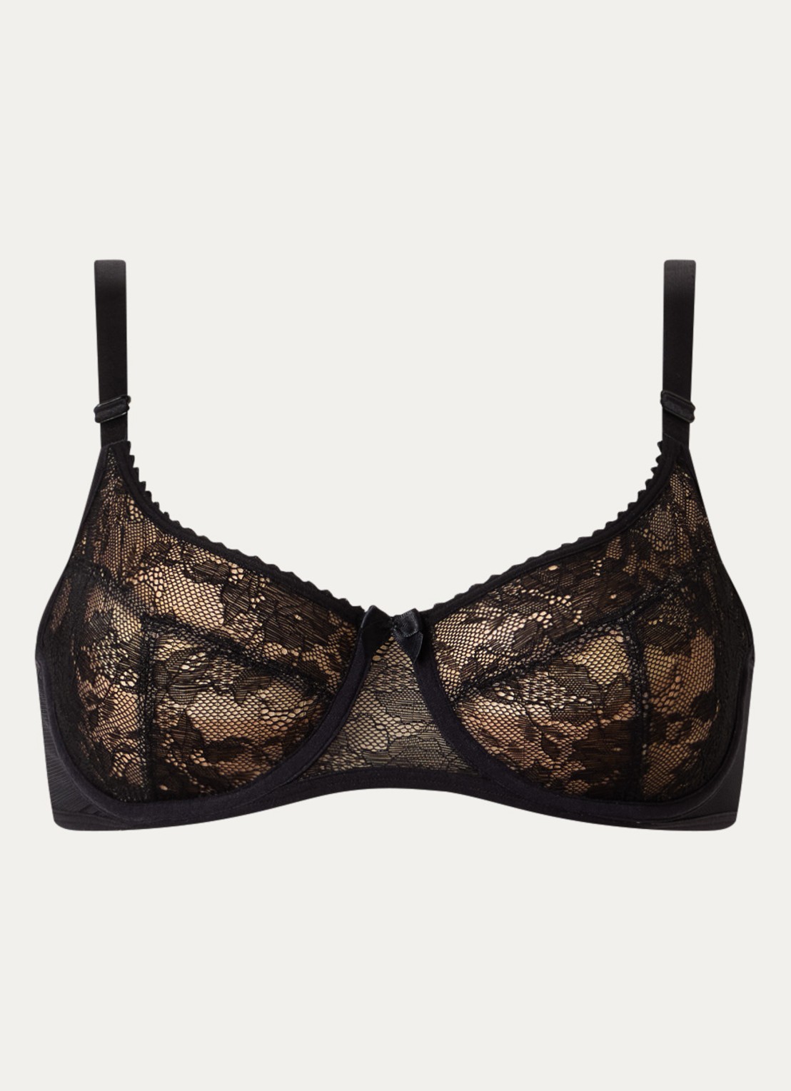 Marlies Dekkers Peekaboo balconette bh met overlay van kant - voorkant zwart