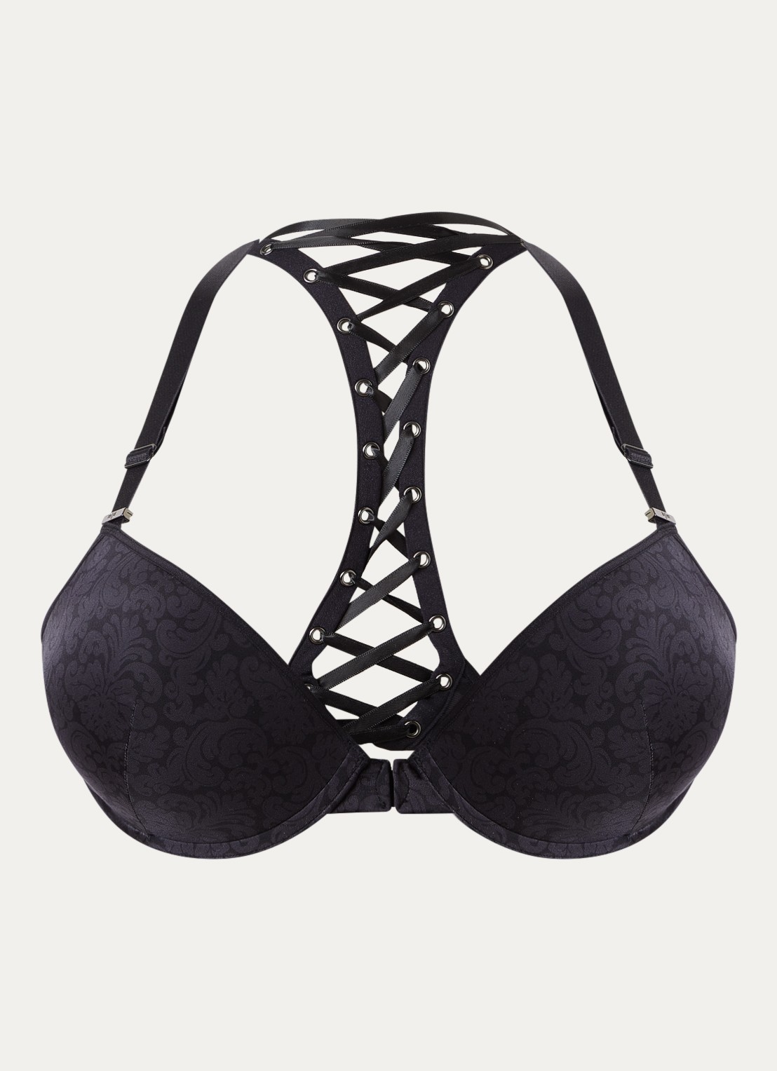 Marlies Dekkers Rococo voorgevormde push up bh met racerback  - voorkant zwart
