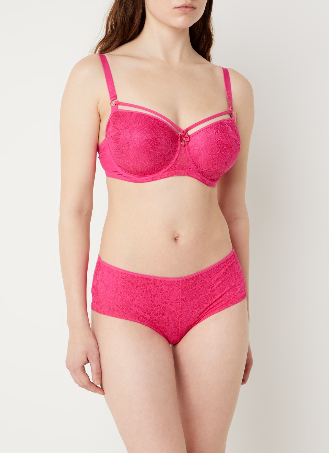 Marlies Dekkers Space Odyssey balconette bh met overlay van kant - detail fuchsia