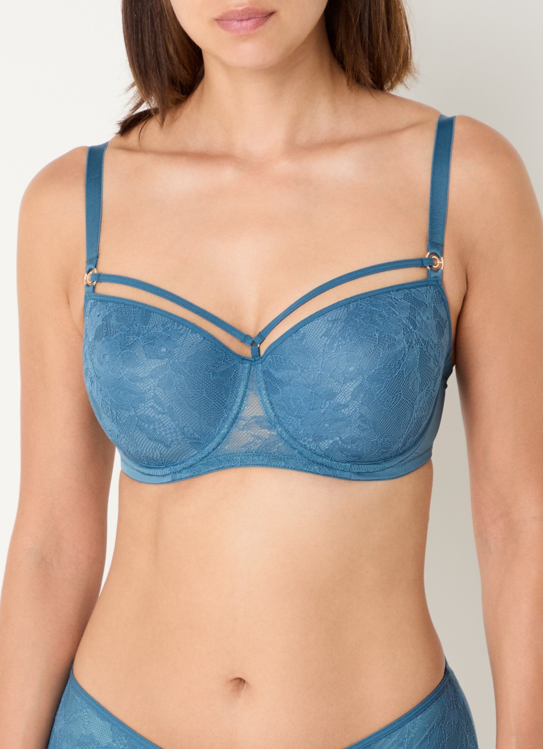 Marlies Dekkers Space Odyssey balconette bh van kant - detail 4 staalblauw