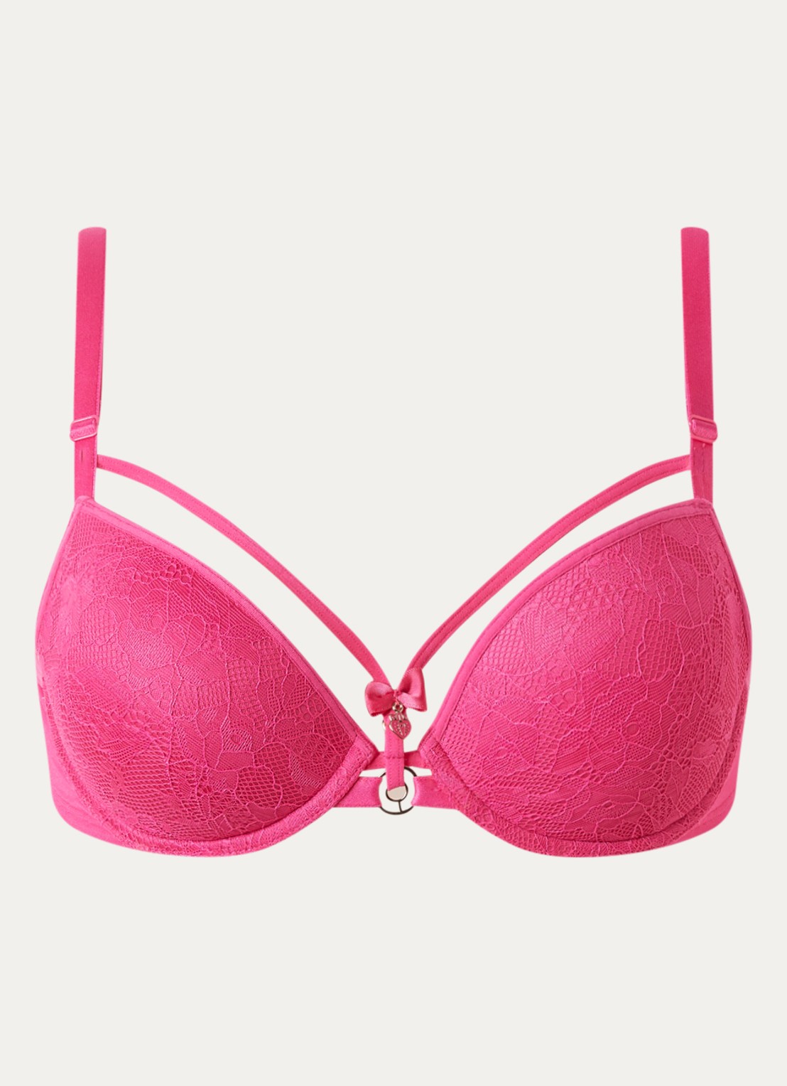 Marlies Dekkers Space Odyssey push-up bh met overlay van kant  - voorkant 7 fuchsia