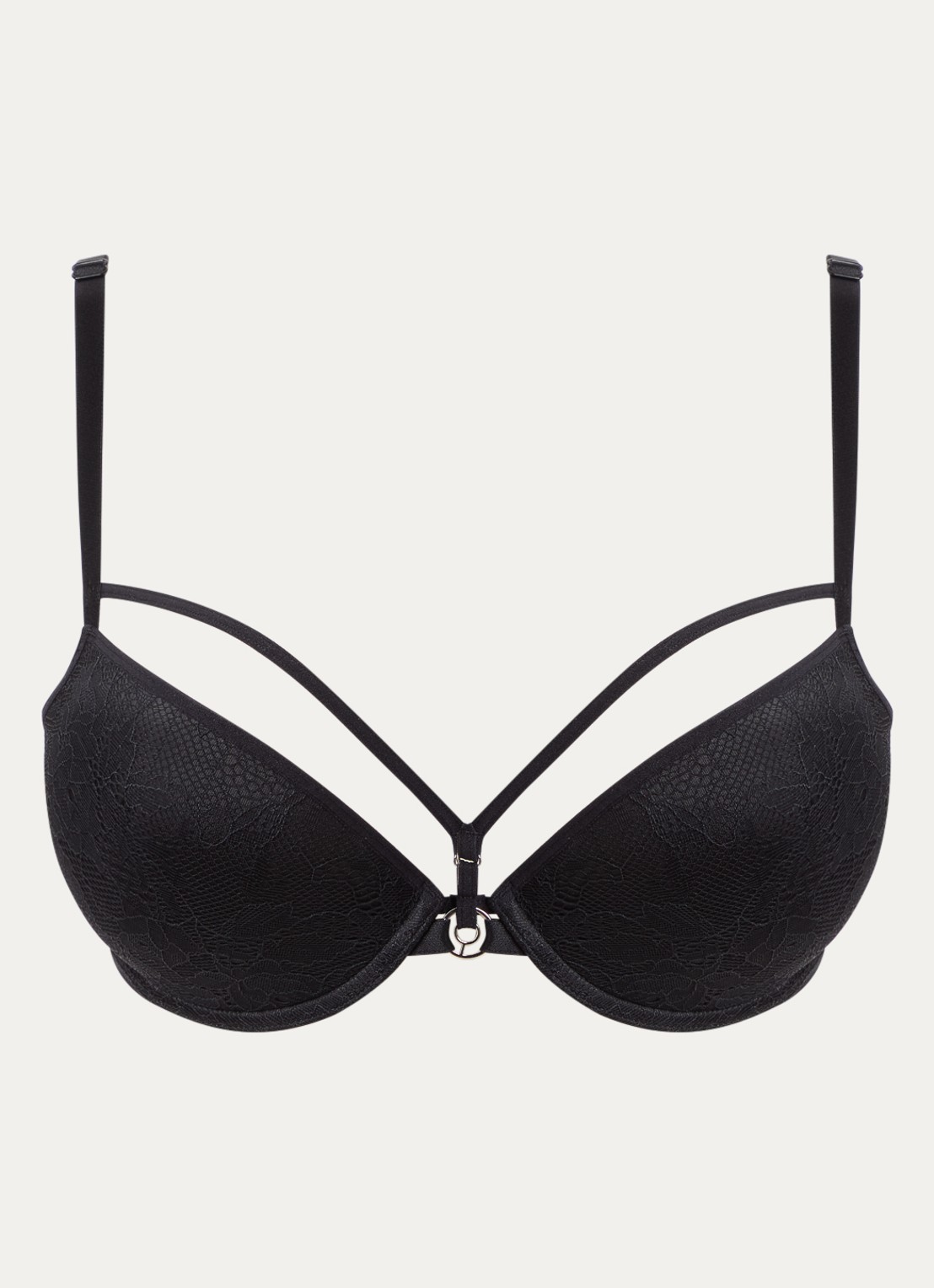 Marlies Dekkers Space Odyssey push up bh met overlay van kant - voorkant 2 zwart