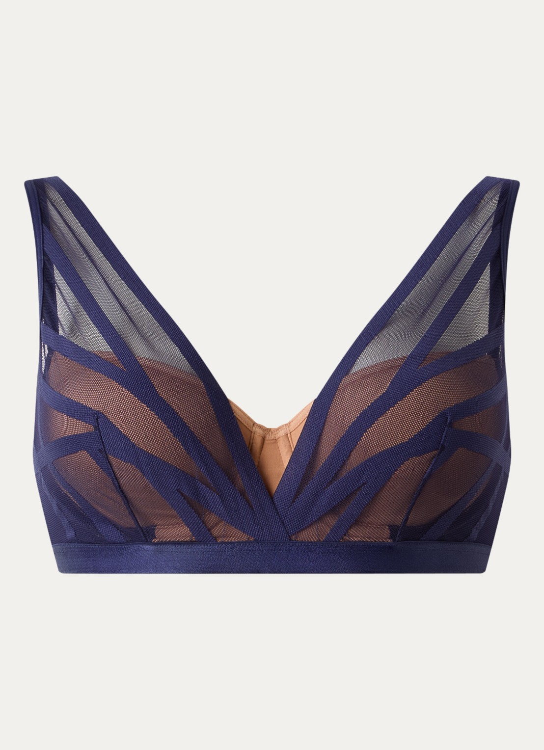 Marlies Dekkers the illusionist balconette bh met overlay van mesh - voorkant 2 donkerblauw