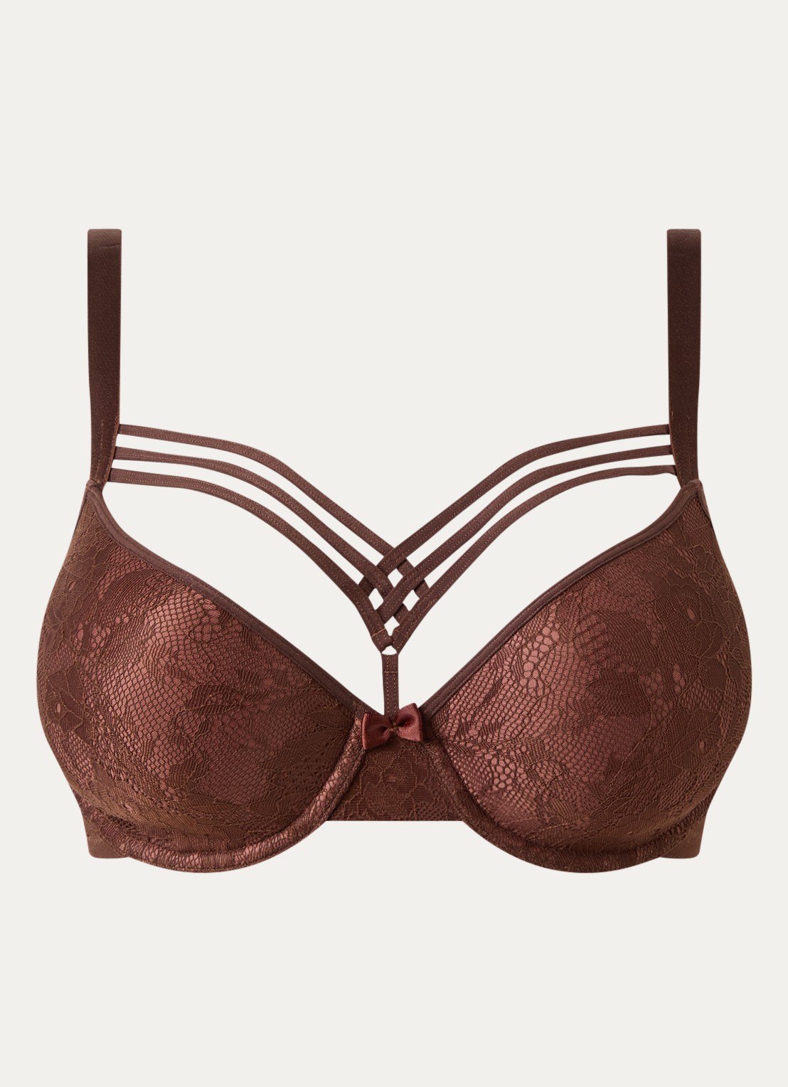 Marlies Dekkers Voorgevormde beugel bh met overlay van kant - voorkant kastanjebruin