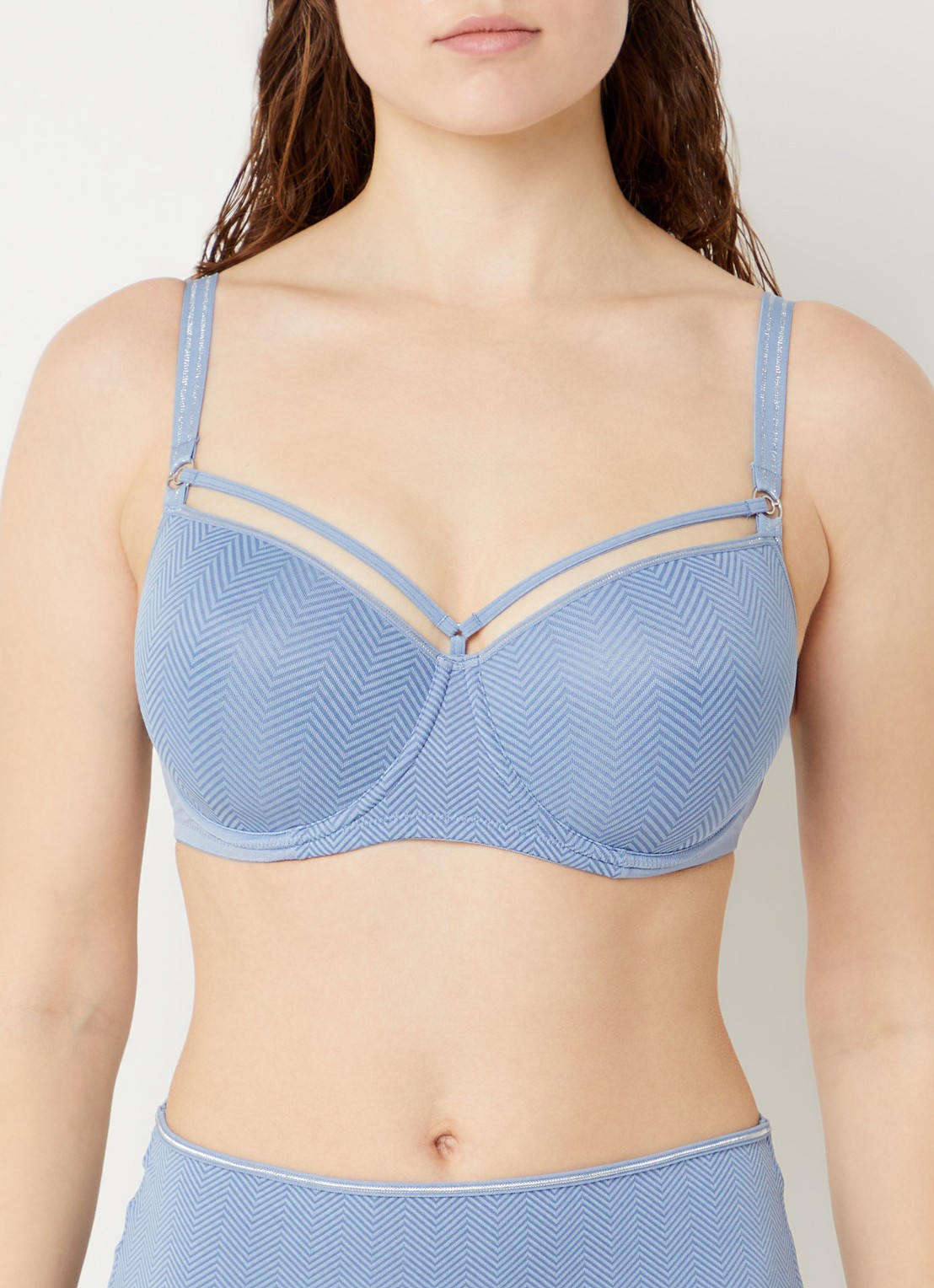 Marlies Dekkers Voorgevormde beugel bh met print - voorkant 4 staalblauw