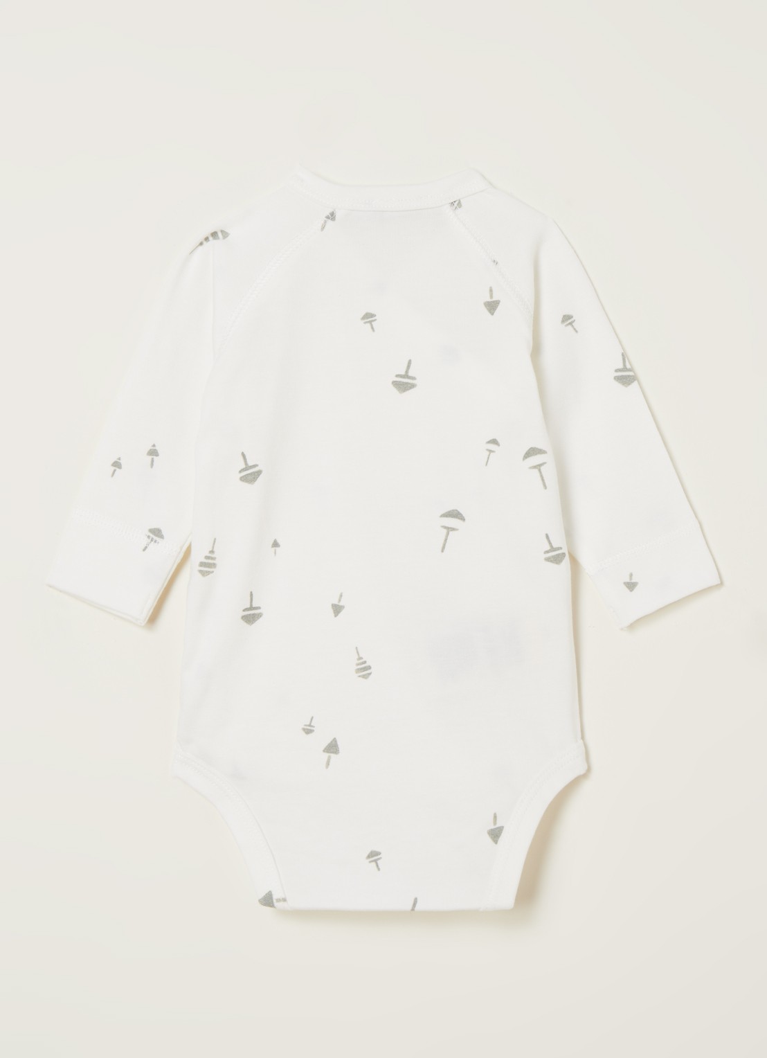 MarMar COPENHAGEN Belita romper met overslag en print - voorkant 2 gebroken wit