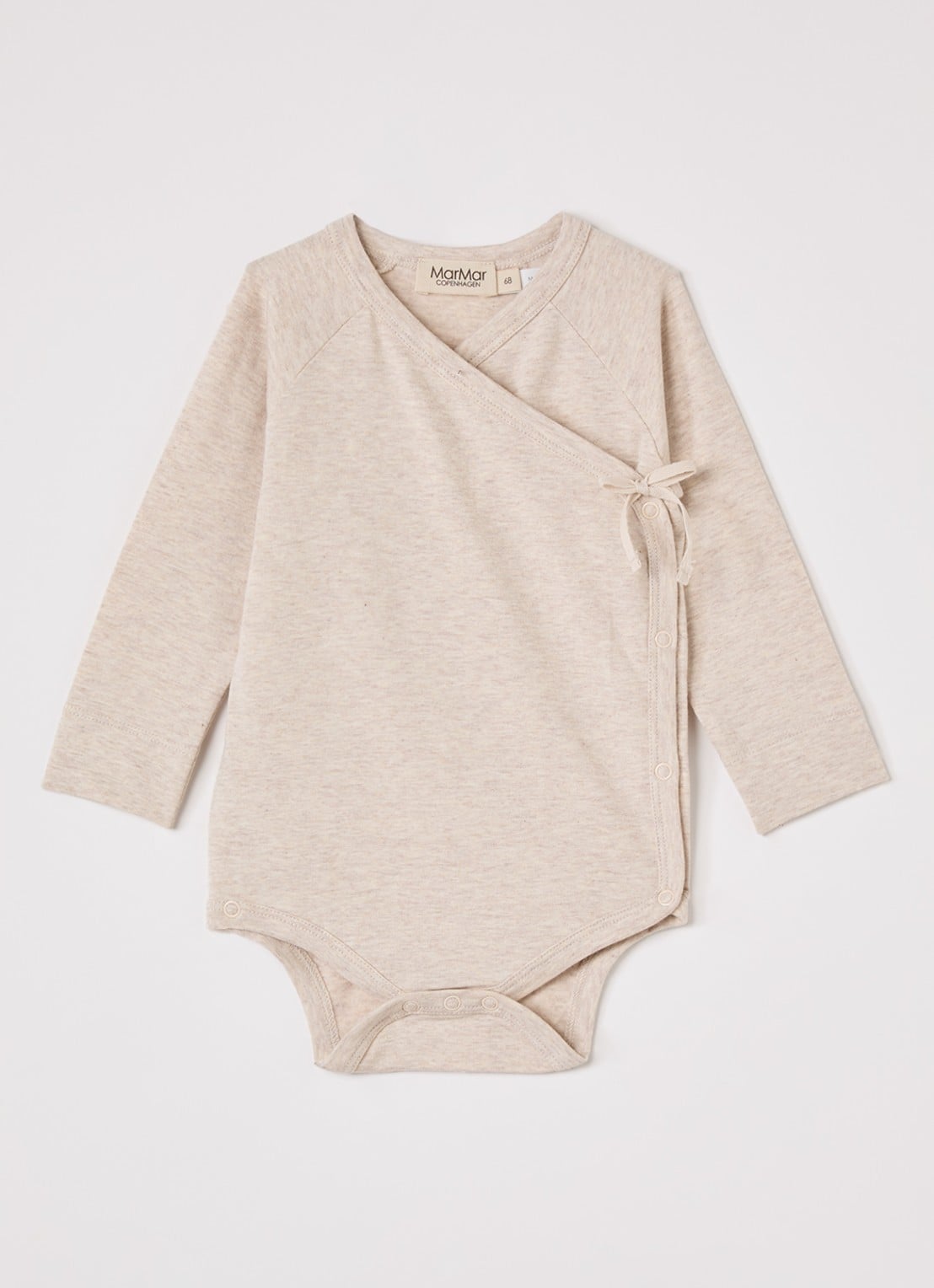 MarMar COPENHAGEN Belita romper met overslag in  katoenblend - voorkant beige