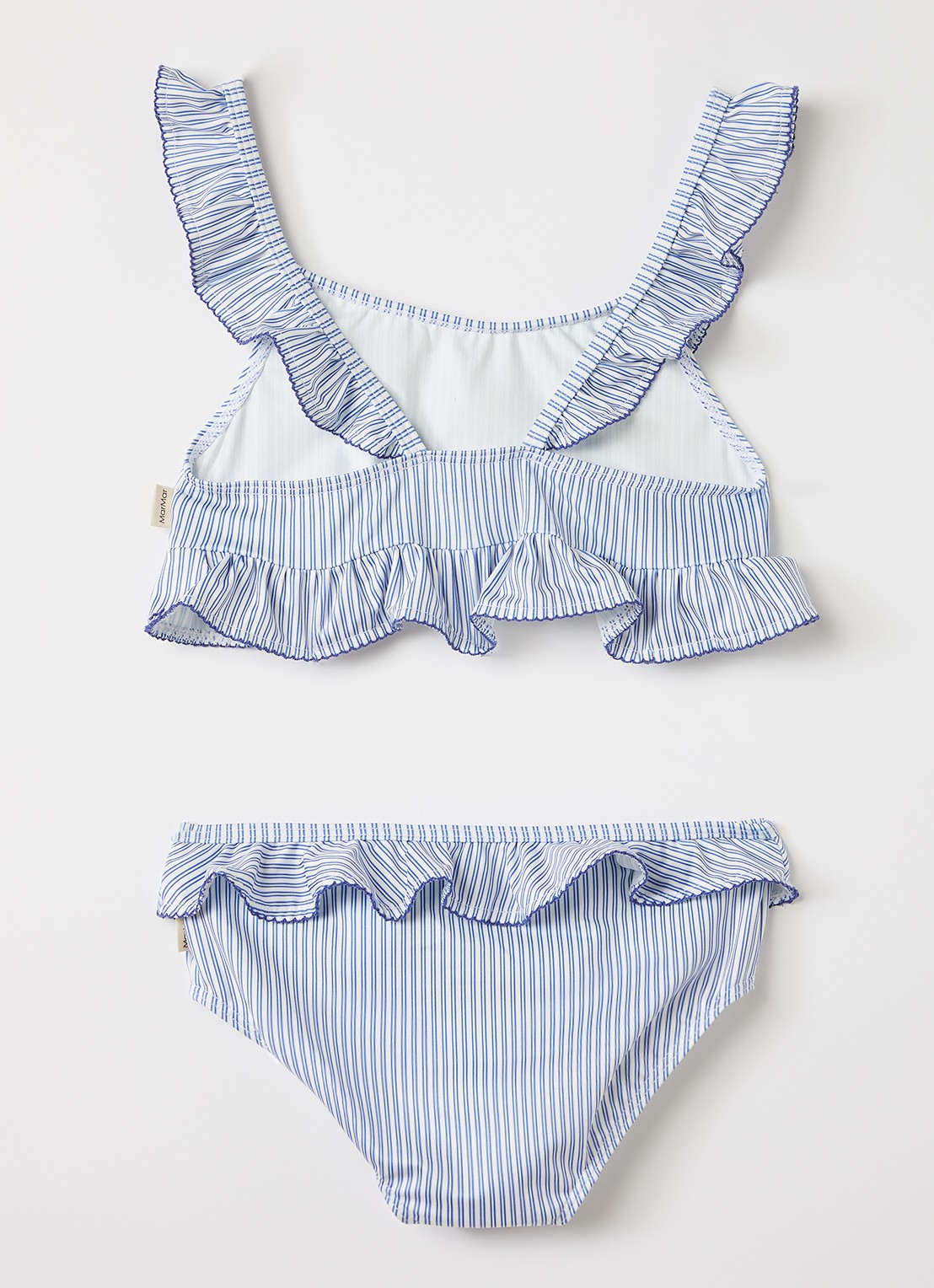 MarMar COPENHAGEN Bikiniset met ruches en streepprint - achterkant 3 blauw