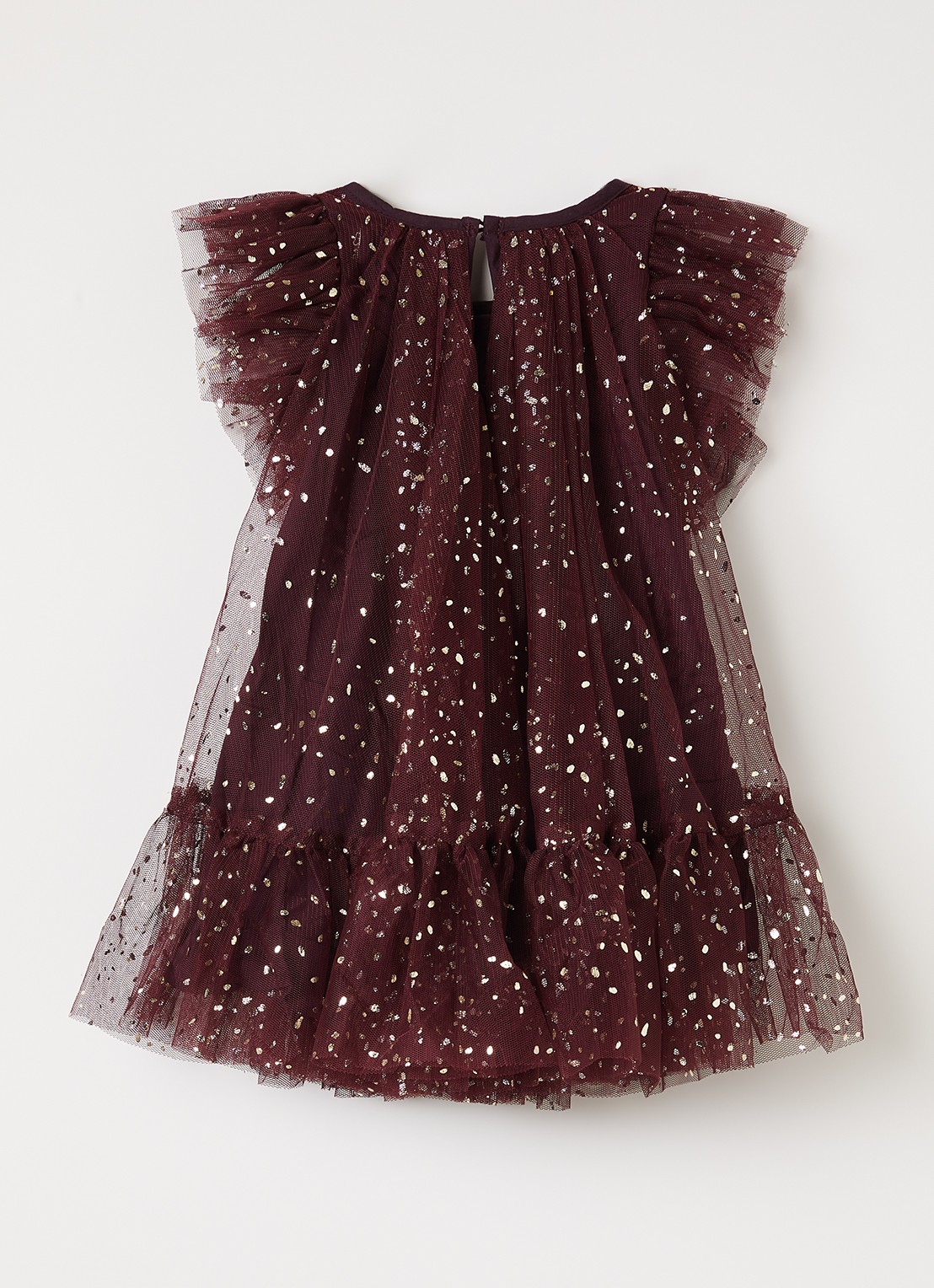 MarMar COPENHAGEN Daya jurk van tulle met lurex - voorkant 3 aubergine