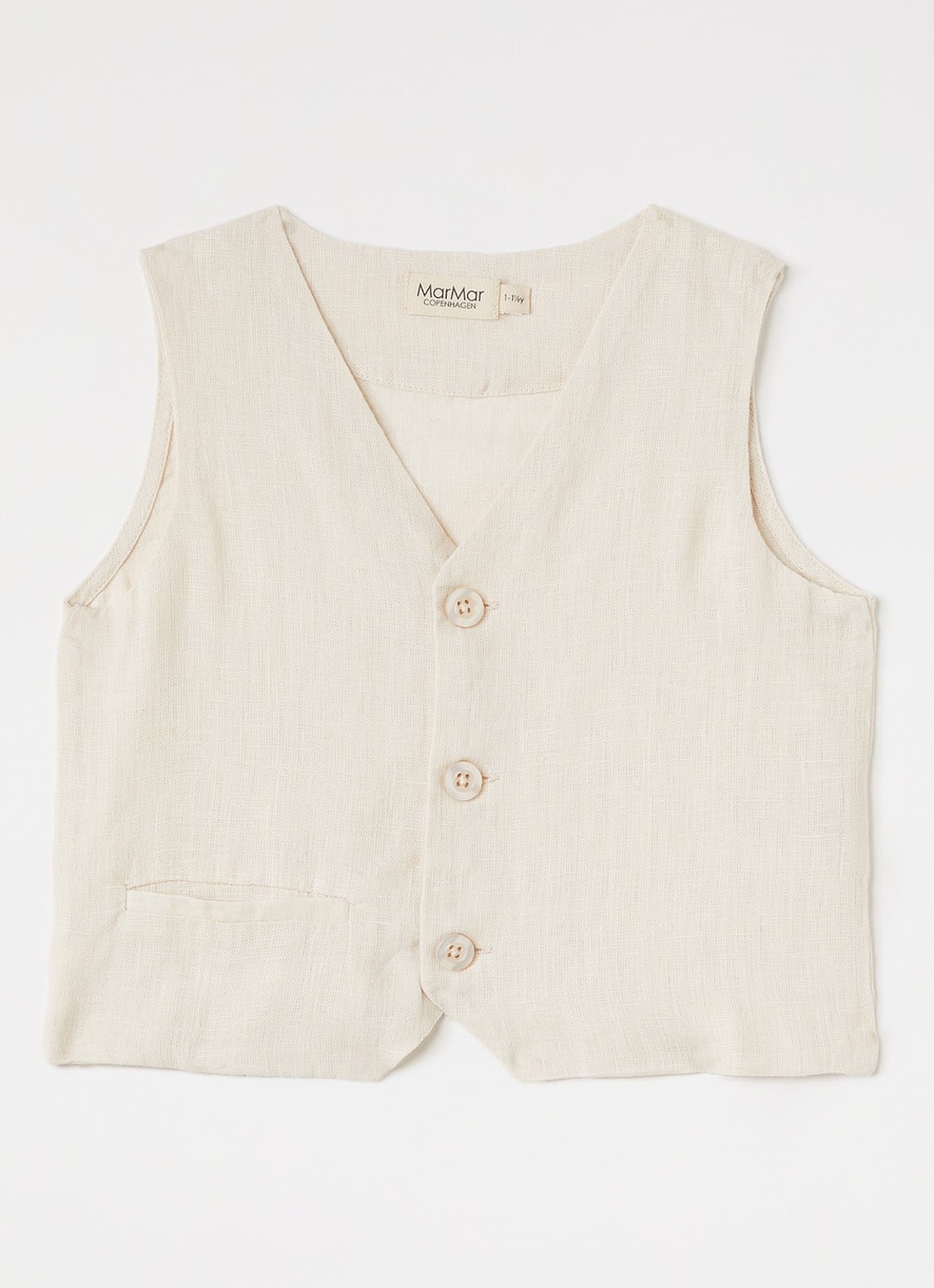 MarMar COPENHAGEN Jalfa gilet van linnen - voorkant 3 beige