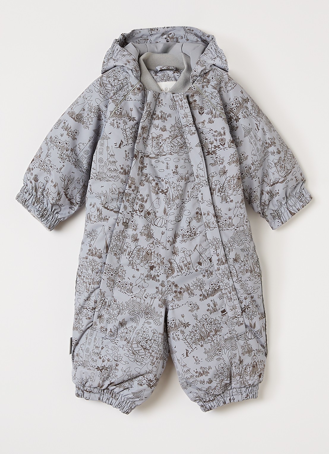 MarMar COPENHAGEN Oriel gewatteerd babypak met print - voorkant blauwgrijs