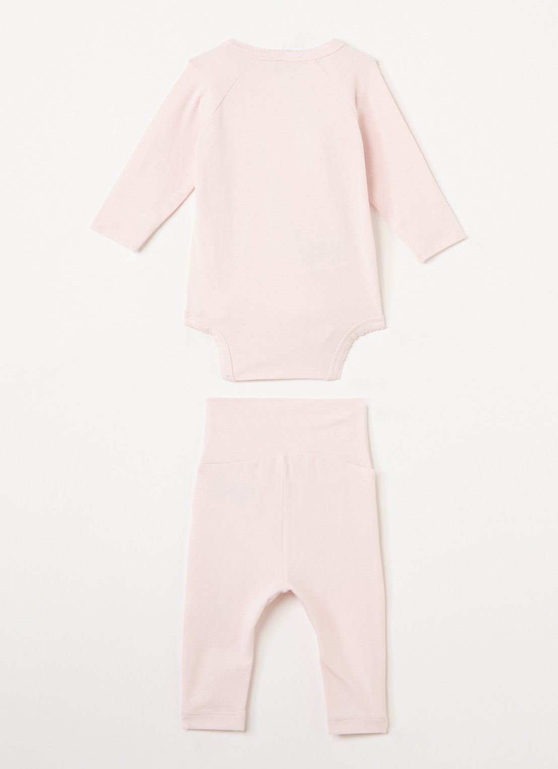 MarMar COPENHAGEN Set van romper met legging in  katoenblend in giftbox 2-delig - achterkant lichtroze