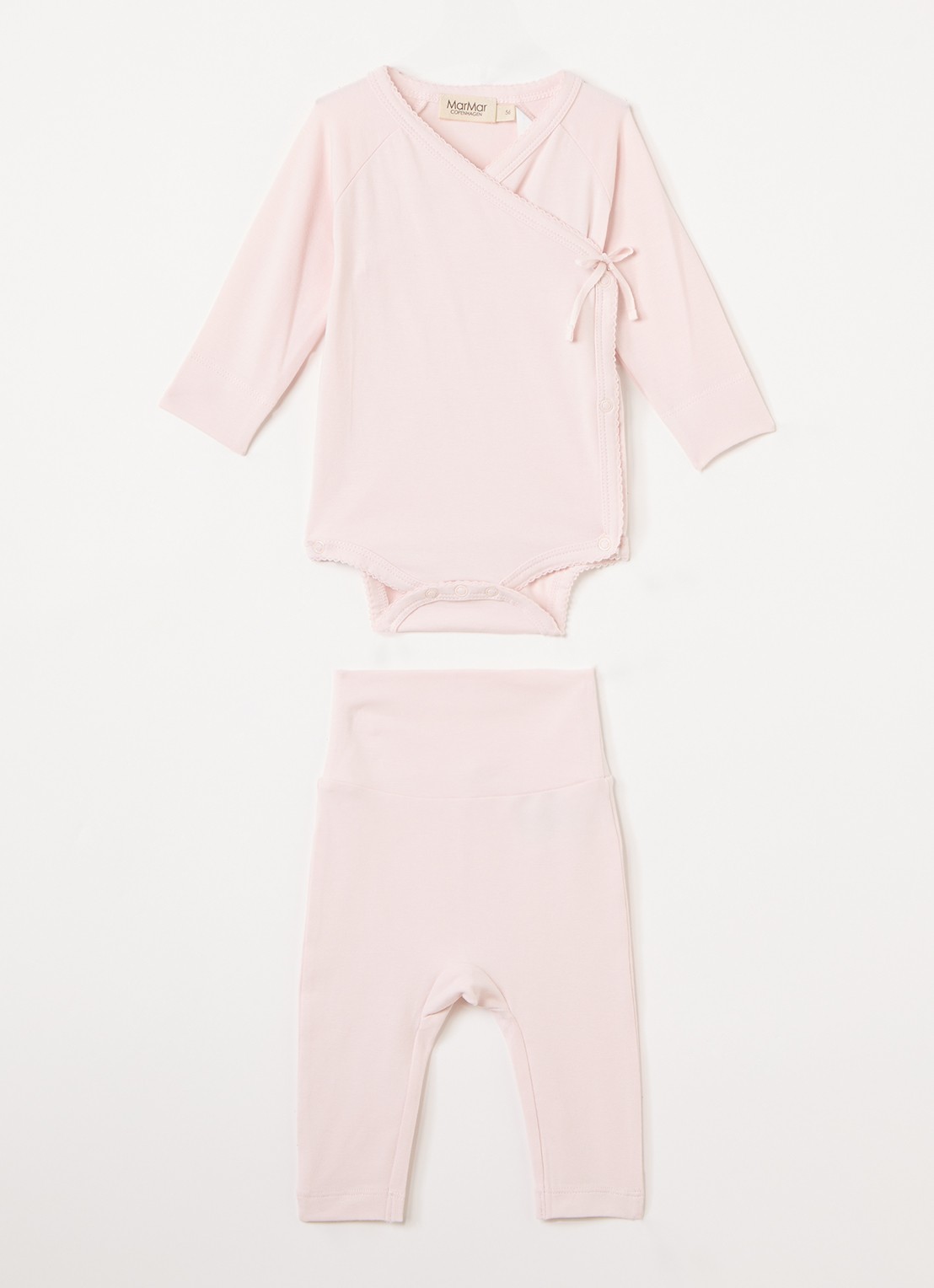MarMar COPENHAGEN Set van romper met legging in  katoenblend in giftbox 2-delig - voorkant 2 lichtroze