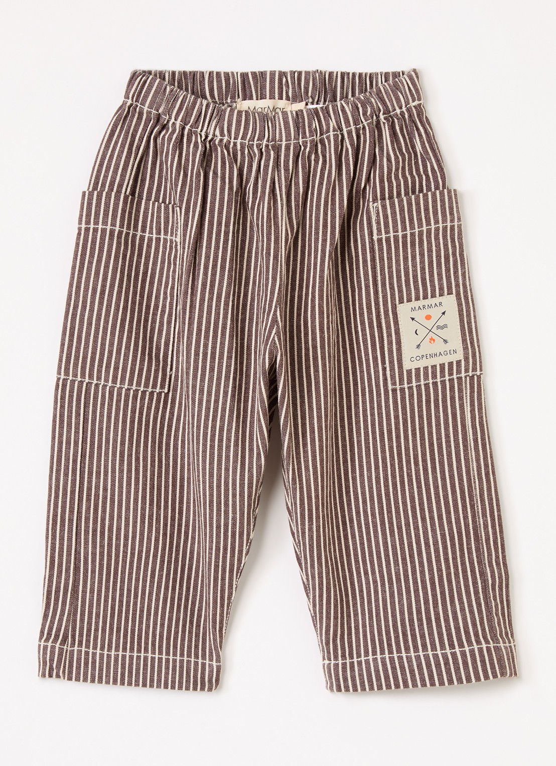 MarMar COPENHAGEN Straight fit broek met streepprint - voorkant 2 donkerbruin