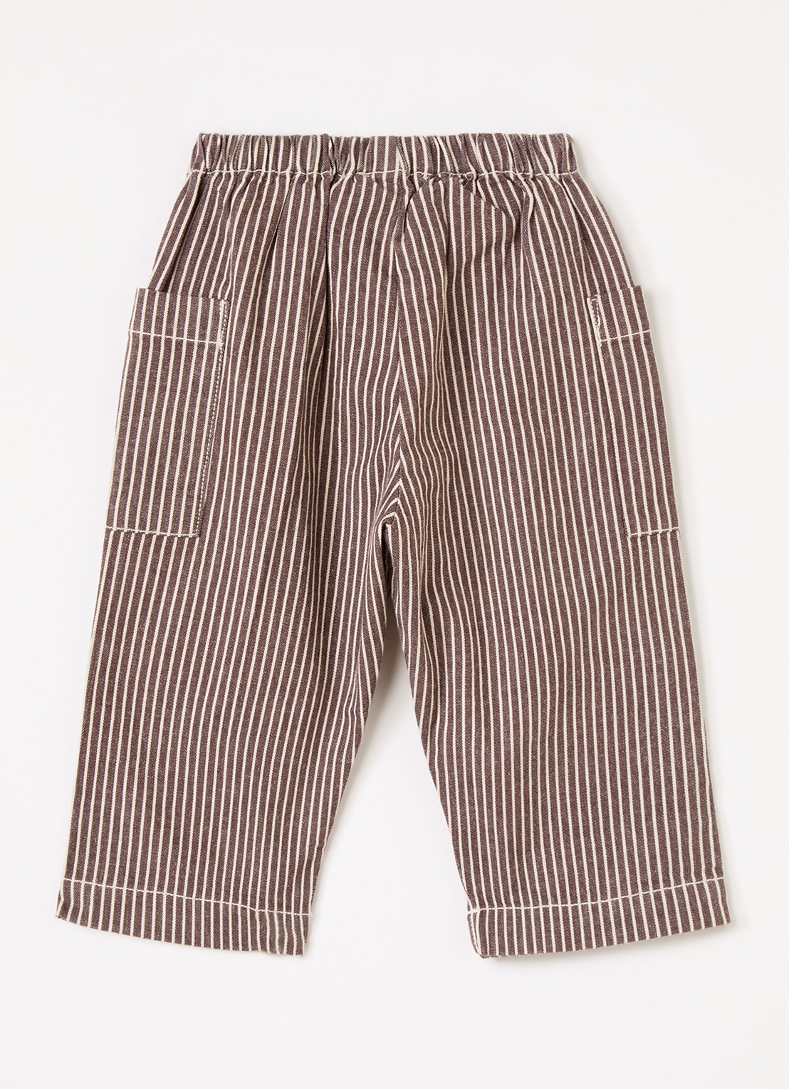MarMar COPENHAGEN Straight fit broek met streepprint - voorkant 3 donkerbruin