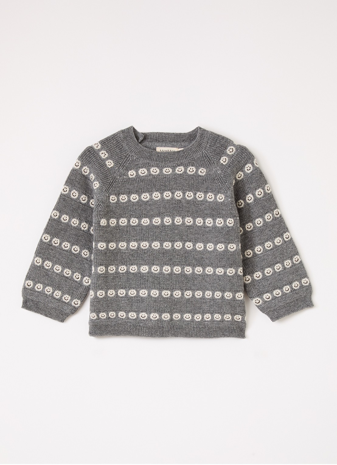 MarMar COPENHAGEN Torin grofgebreide trui in merino wolblend - voorkant 2 lichtgrijs