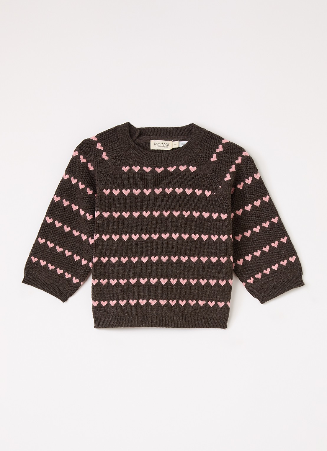 MarMar COPENHAGEN Torin grofgebreide trui in merino wolblend - voorkant bruin