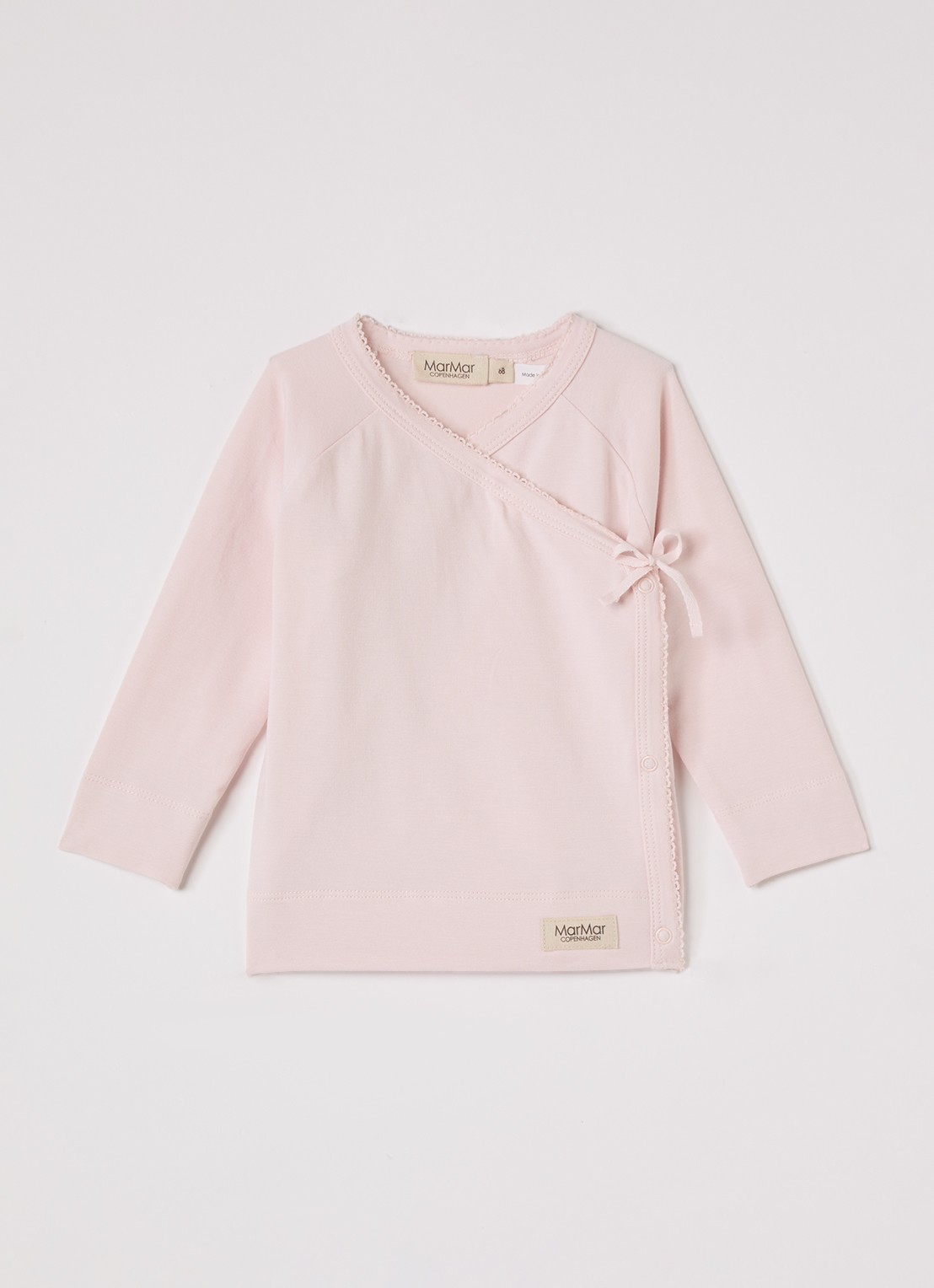 MarMar COPENHAGEN Tut longsleeve met overslag in  katoenblend  - voorkant 3 lichtroze