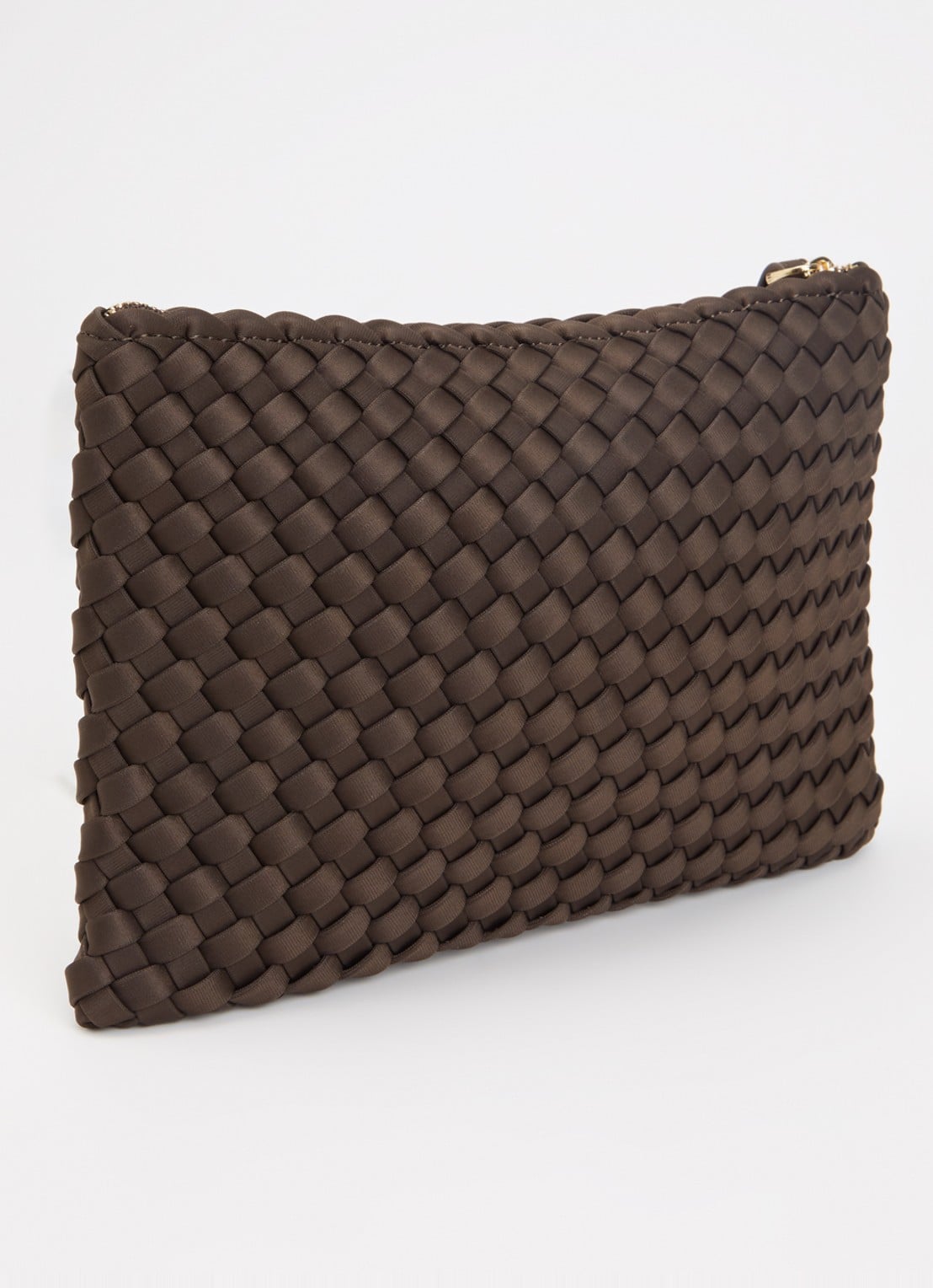 Marrea Clutch met gevlochten details  - achterkant 3 donkerbruin
