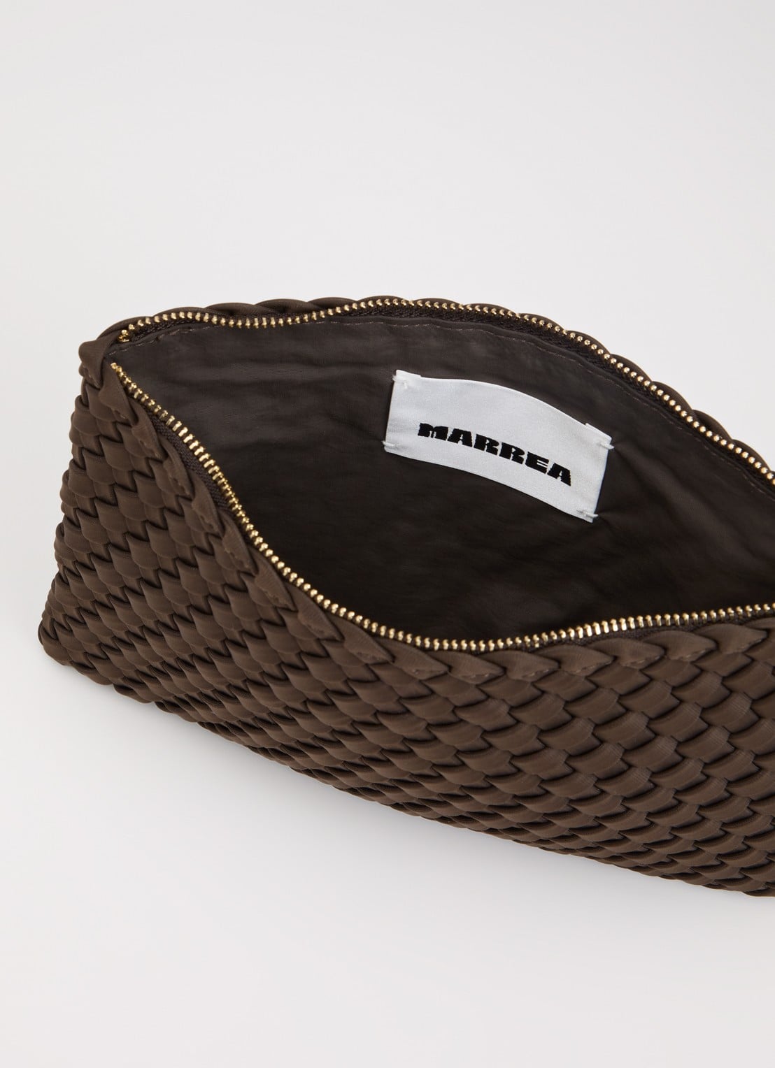 Marrea Clutch met gevlochten details  - detail donkerbruin