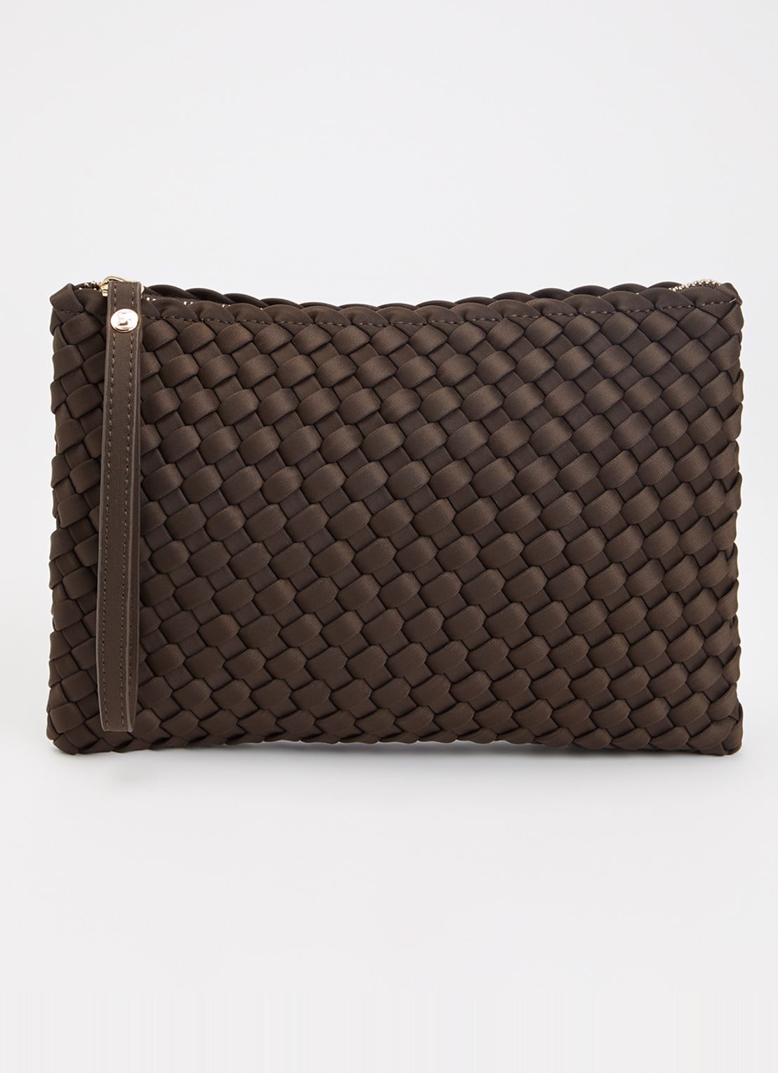 Marrea Clutch met gevlochten details  - voorkant 4 donkerbruin