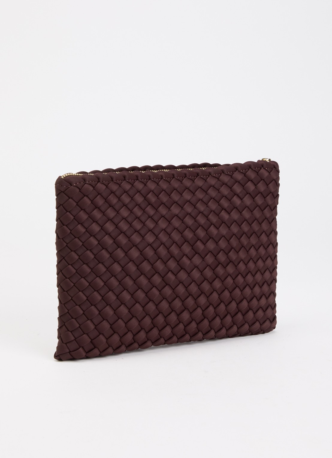 Marrea Clutch met gevlochten details  - achterkant aubergine