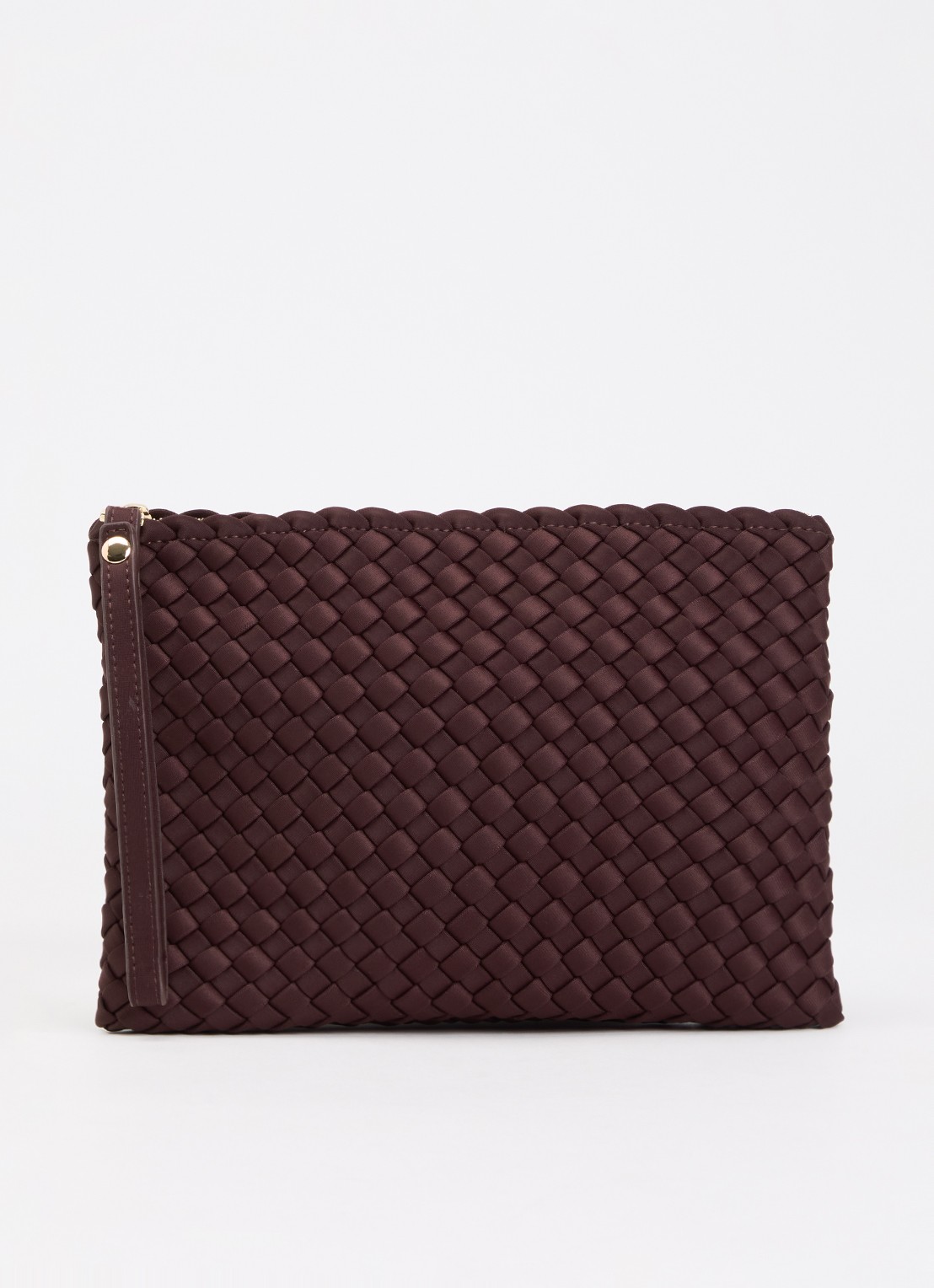 Marrea Clutch met gevlochten details  - voorkant 2 aubergine