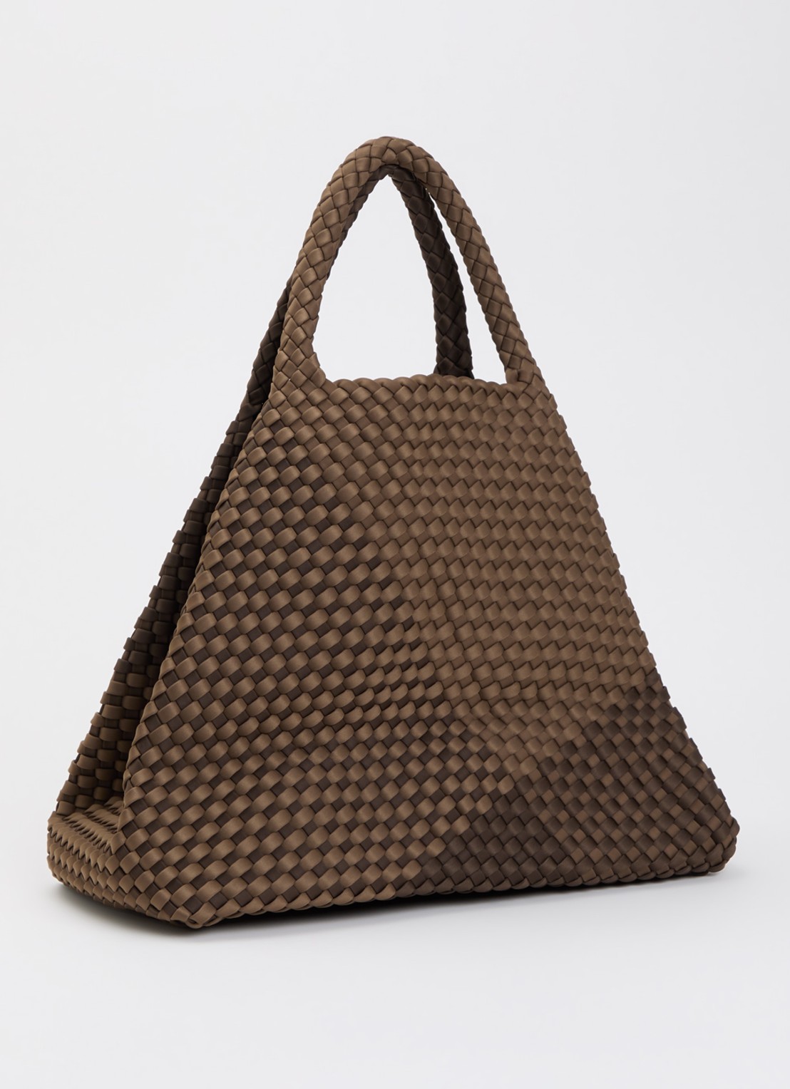 Marrea Large Stripe handtas - achterkant 2 donkerbruin