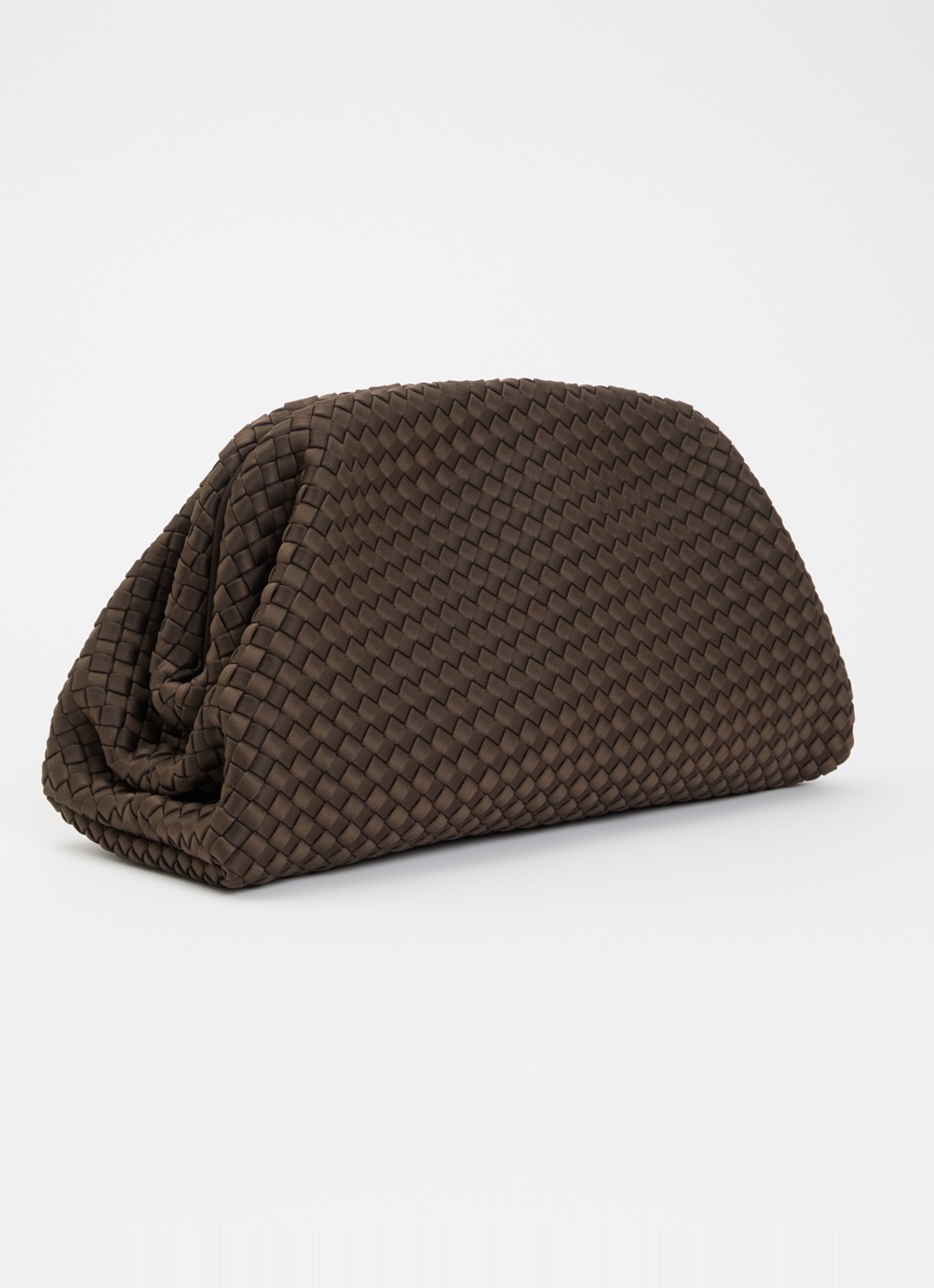 Marrea Maxi clutch met gewoven details - achterkant 5 donkerbruin