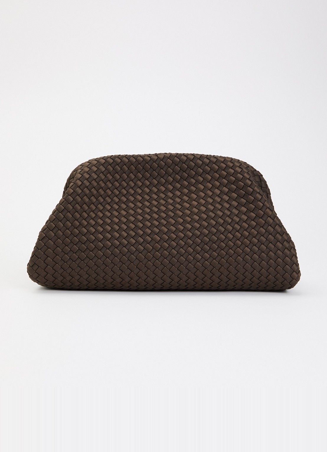 Marrea Maxi clutch met gewoven details - voorkant donkerbruin