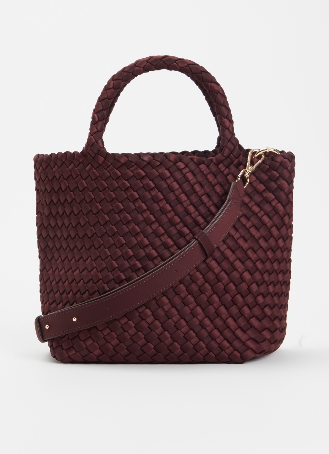 Marrea Midi handtas met afneembare schouderriem en gevlochten details  - voorkant 5 aubergine