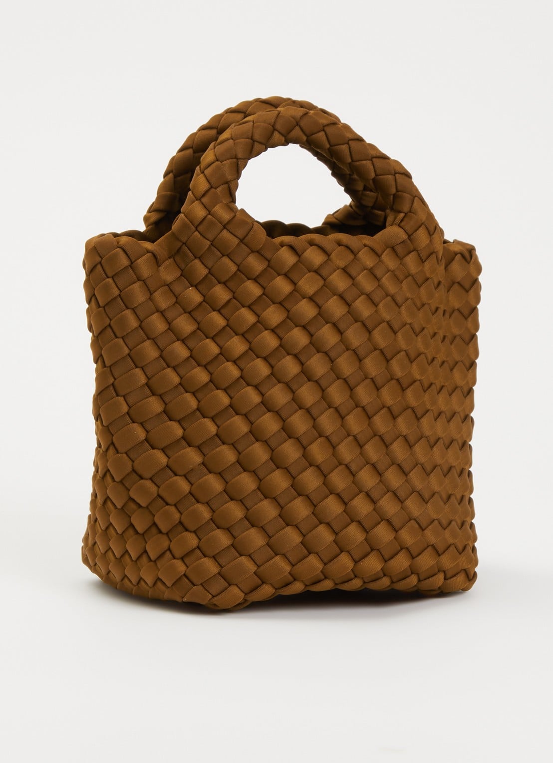 Marrea Mini handtas met afneembare schouderriem en gevlochten details - achterkant 5 cognac