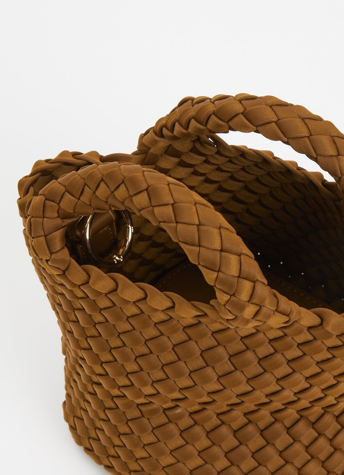 Marrea Mini handtas met afneembare schouderriem en gevlochten details - detail cognac