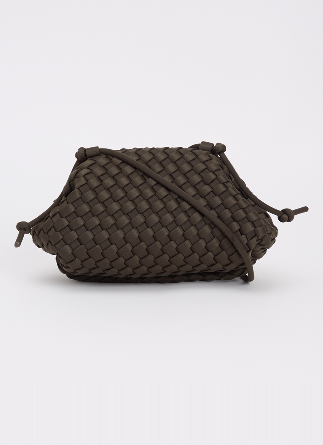 Marrea Pouch mini handtas met gevlochten detail  - voorkant 5 donkerbruin