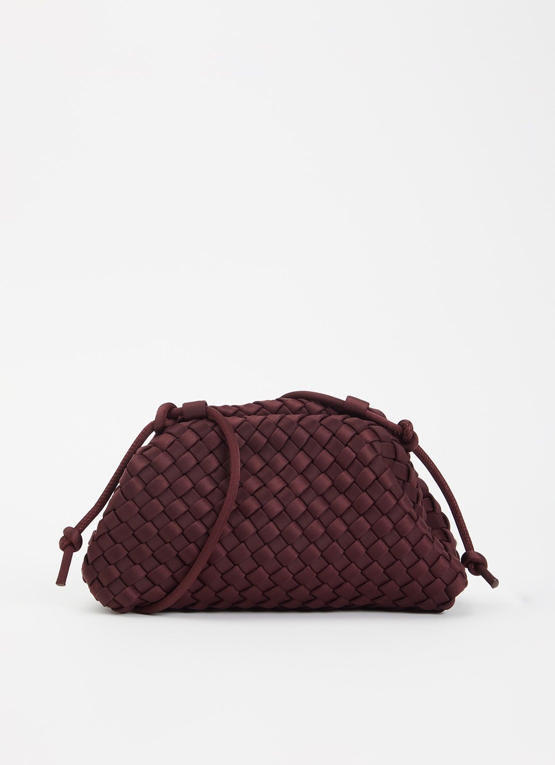 Marrea Pouch mini handtas met gevlochten detail  - voorkant 5 aubergine