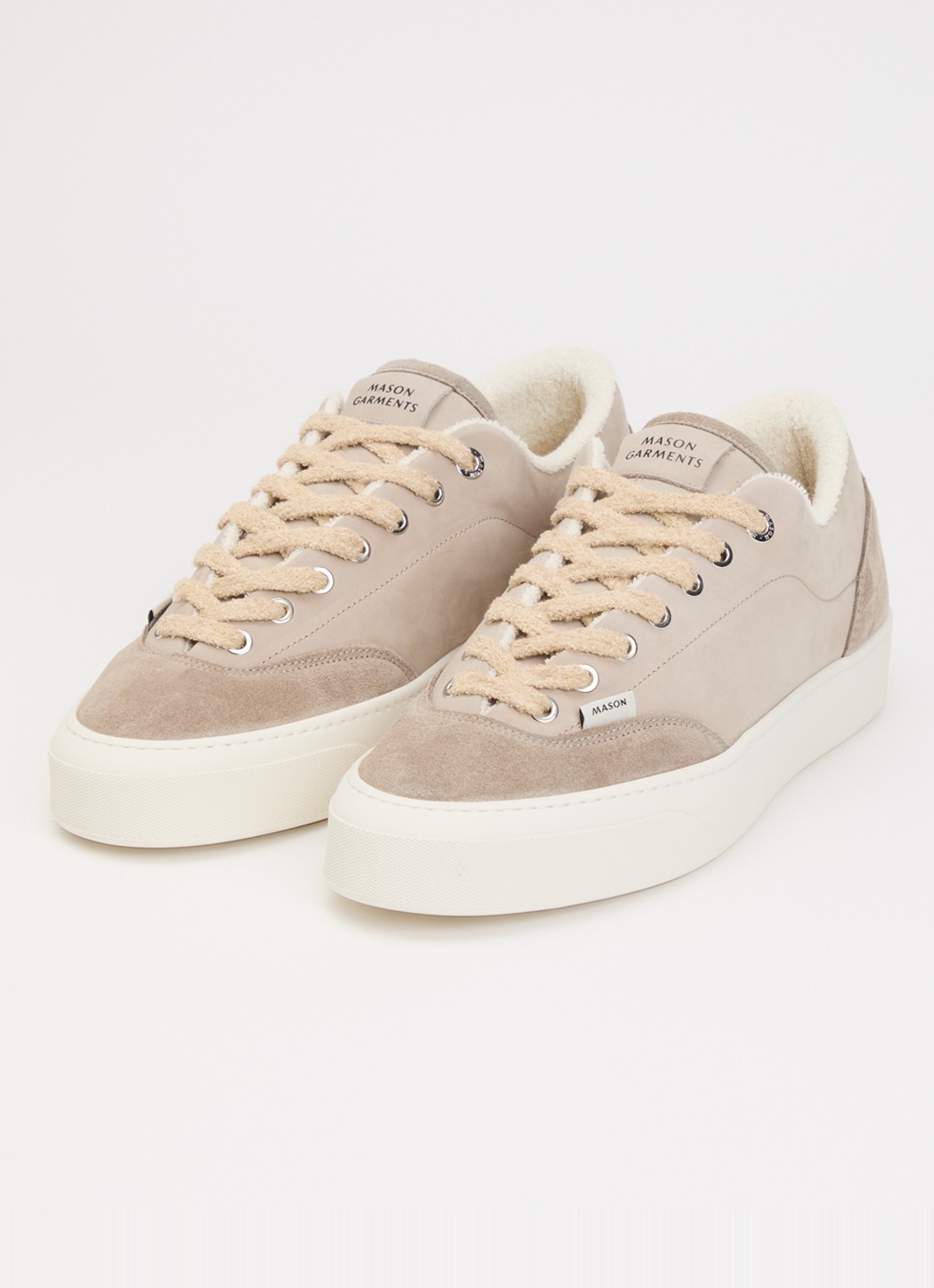 Mason Garments Atlantis sneaker van nubuck met suède details - detail beige