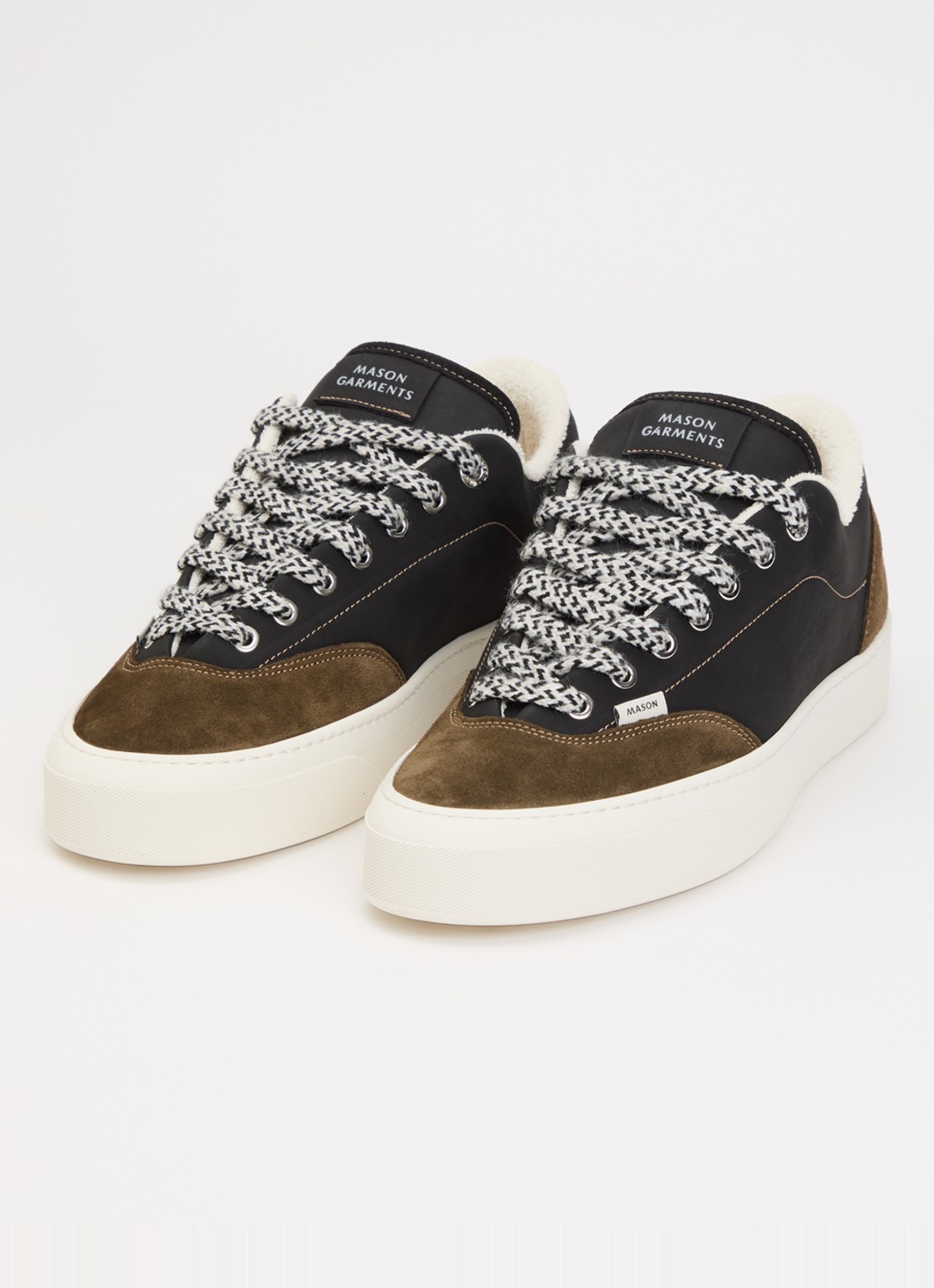 Mason Garments Atlantis sneaker van nubuck met suède details - detail 3 bronsgroen