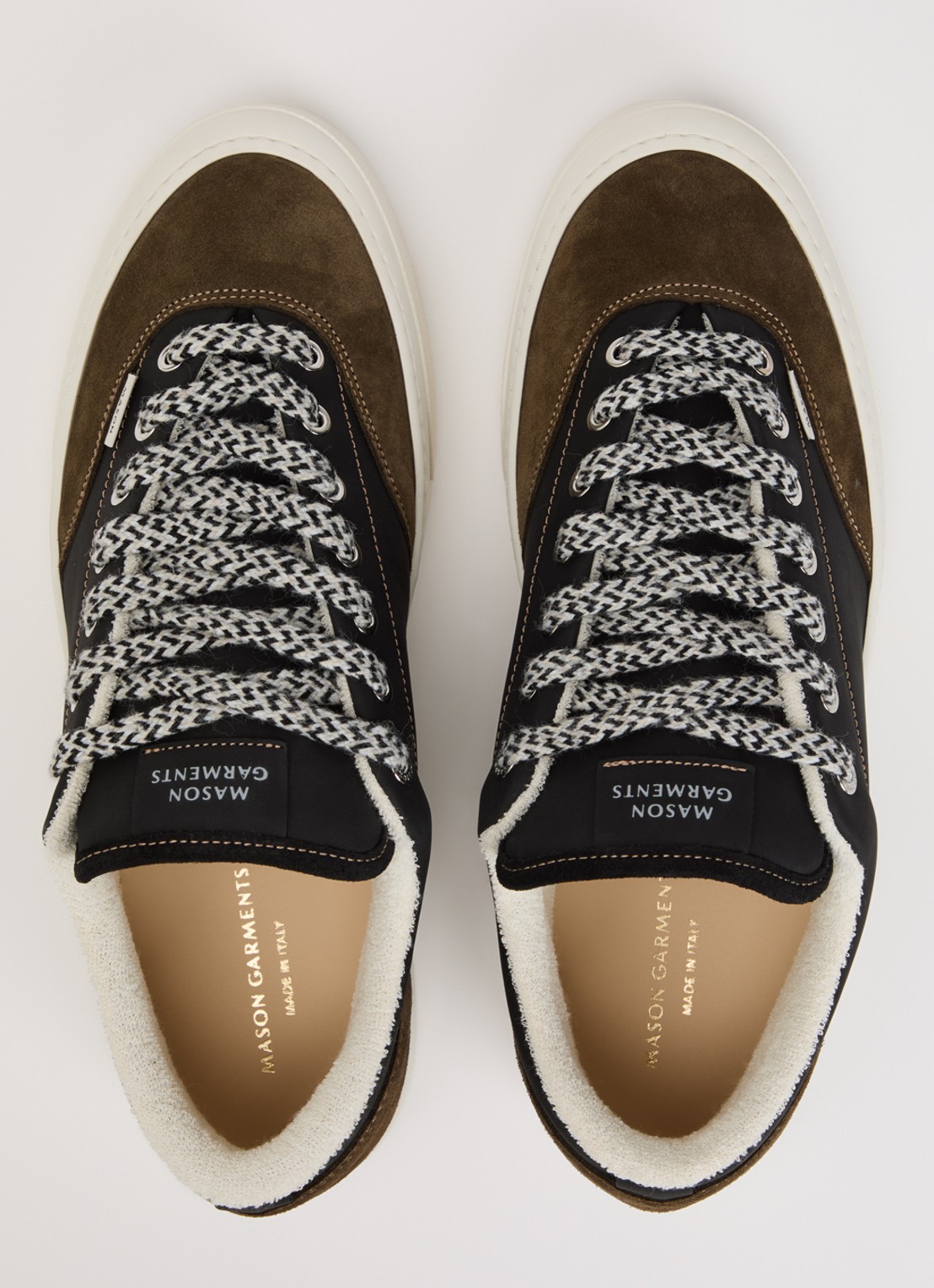 Mason Garments Atlantis sneaker van nubuck met suède details - detail 4 bronsgroen