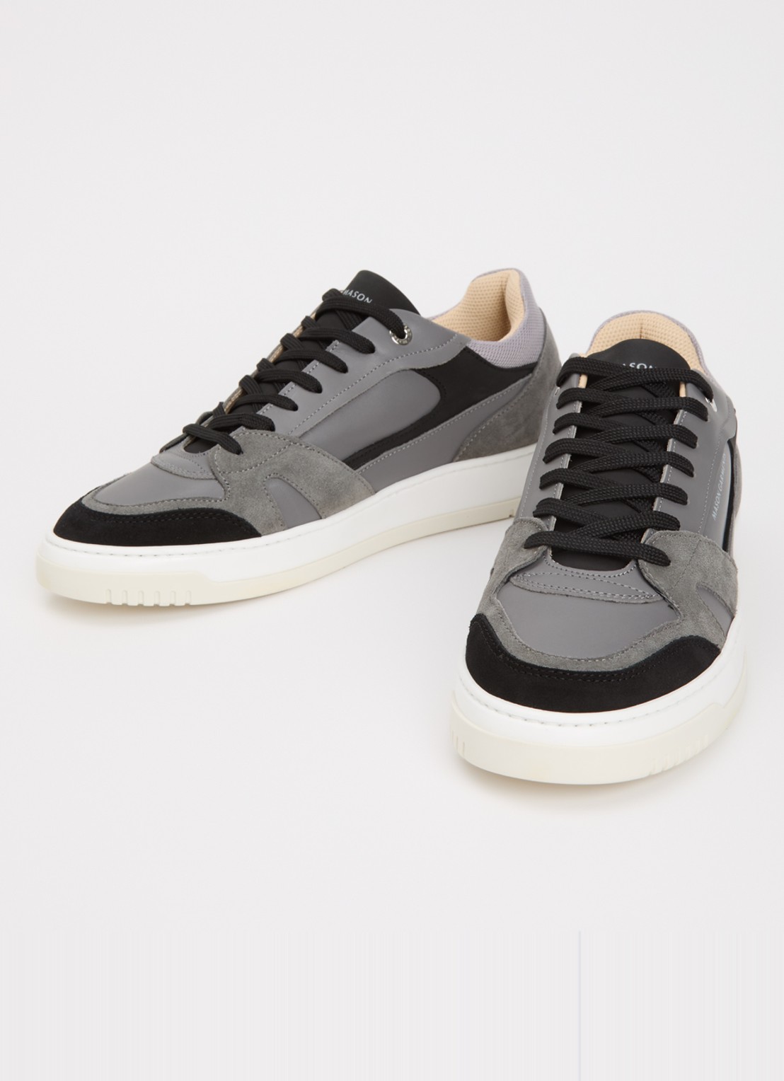 Mason Garments Matera sneaker van leer met details van nubuck en suède - detail donkergrijs