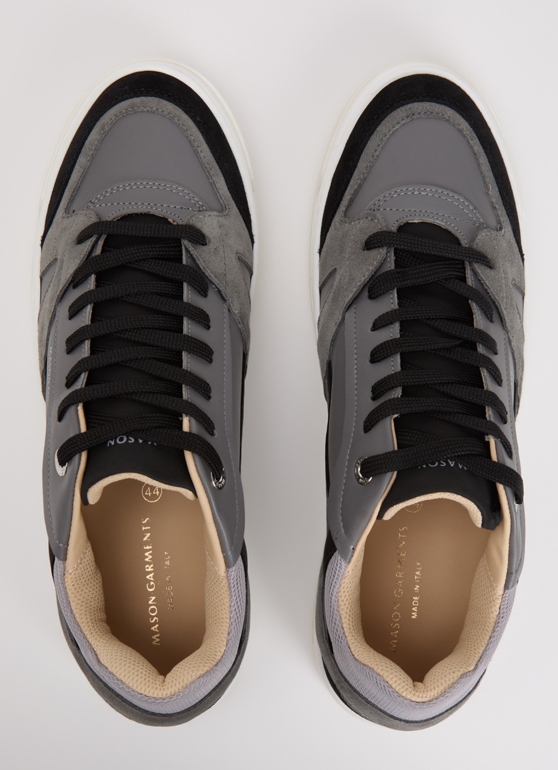 Mason Garments Matera sneaker van leer met details van nubuck en suède - detail 2 donkergrijs