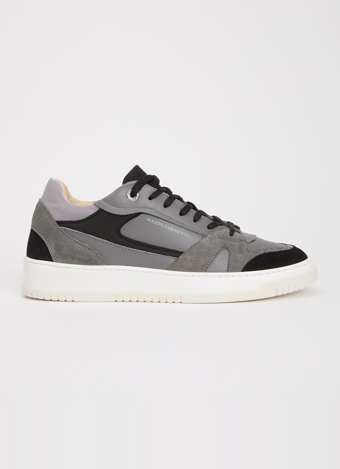 Mason Garments Matera sneaker van leer met details van nubuck en suède - voorkant 4 donkergrijs