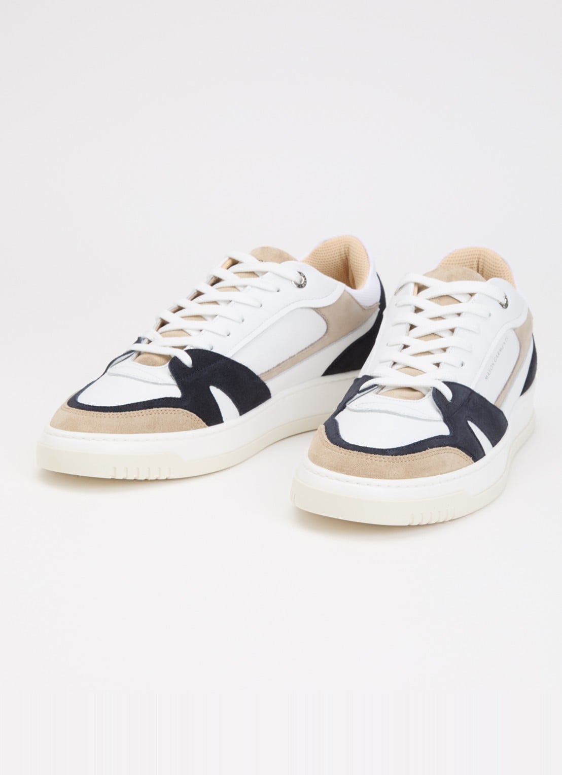 Mason Garments Matera sneaker van leer met details van nubuck en suède - detail beige