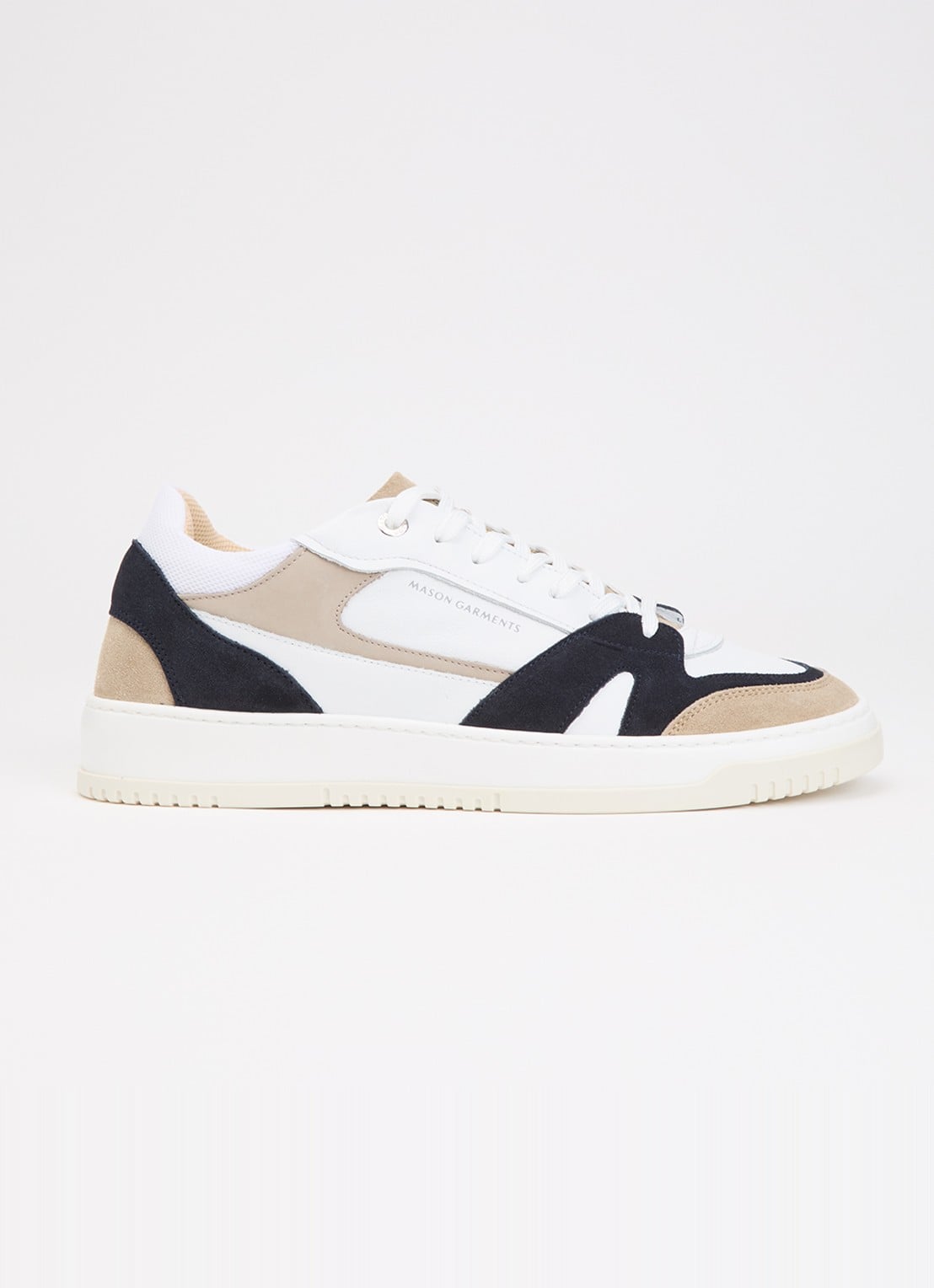 Mason Garments Matera sneaker van leer met details van nubuck en suède - voorkant 5 beige