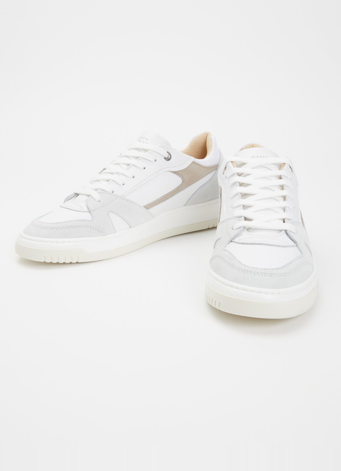 Mason Garments Matera sneaker van nubuck met details van suède - detail gebroken wit