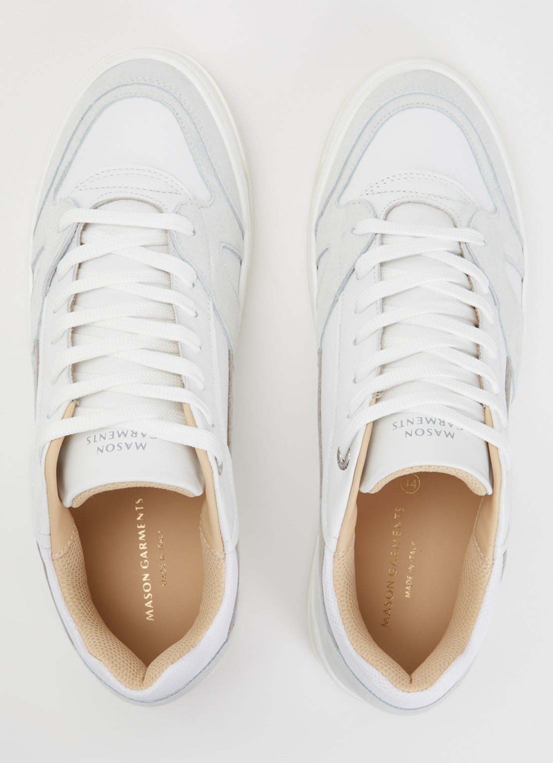 Mason Garments Matera sneaker van nubuck met details van suède - detail 2 gebroken wit